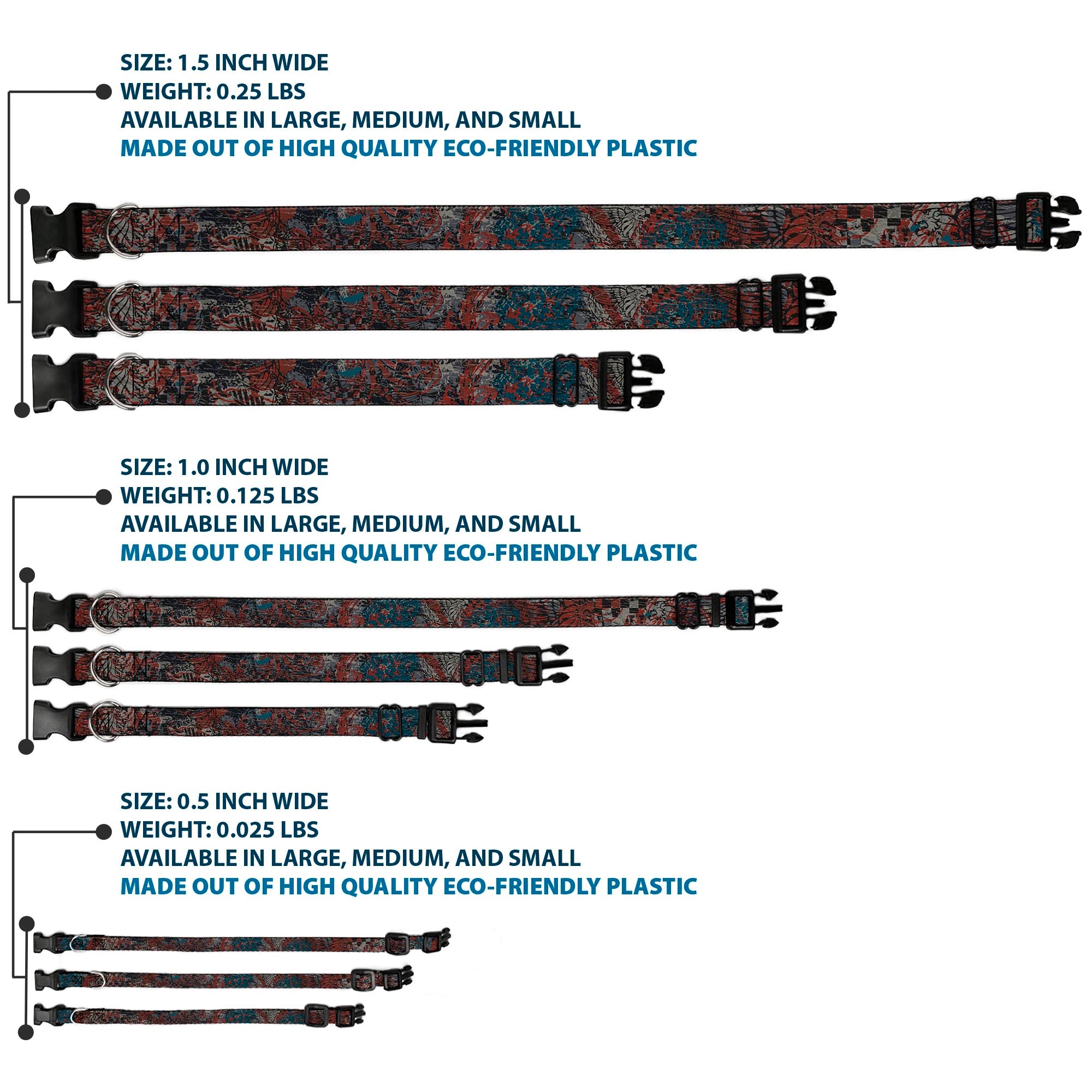 Plastic Clip Collar - Gothic 4 Plastic Clip Collars Buckle-Down