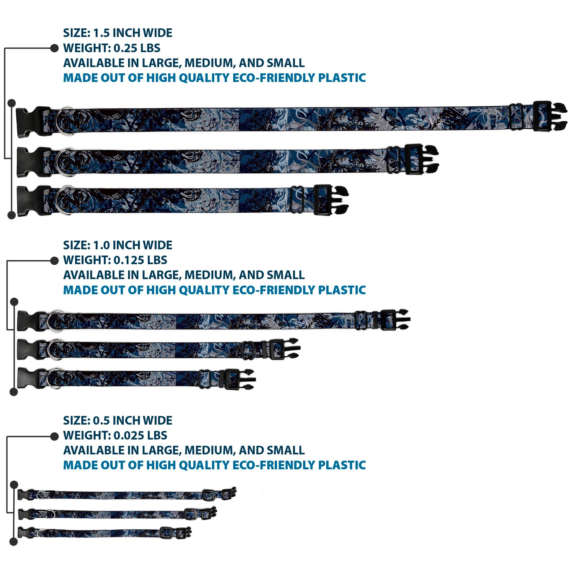 Plastic Clip Collar - Gothic 5 Plastic Clip Collars Buckle-Down