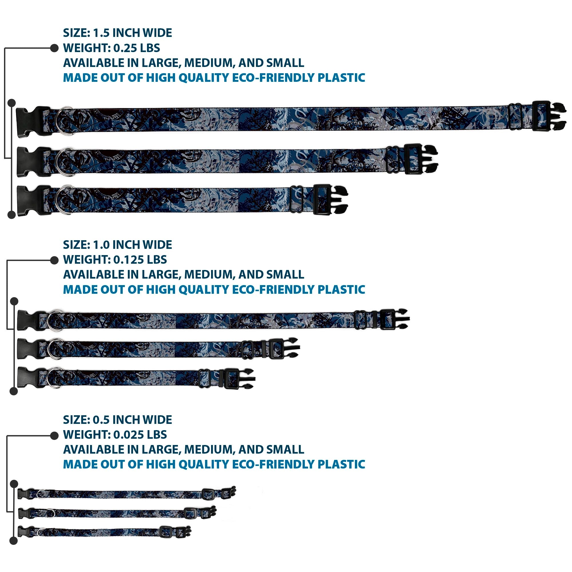 Plastic Clip Collar - Gothic 5 Plastic Clip Collars Buckle-Down