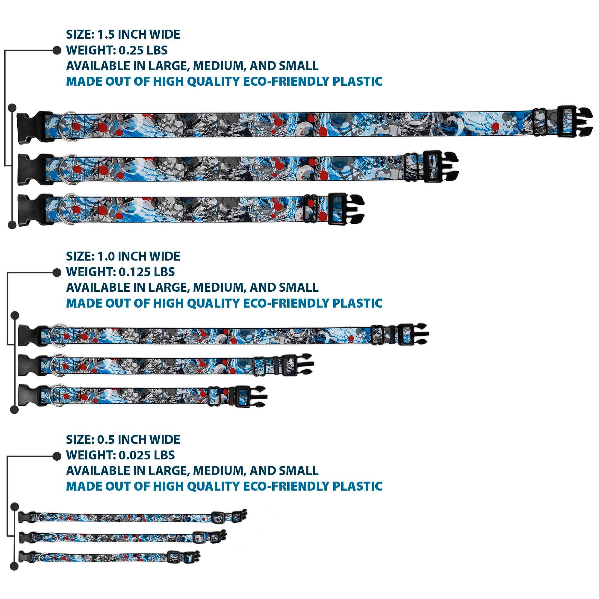 Plastic Clip Collar - Gothic 7 Plastic Clip Collars Buckle-Down