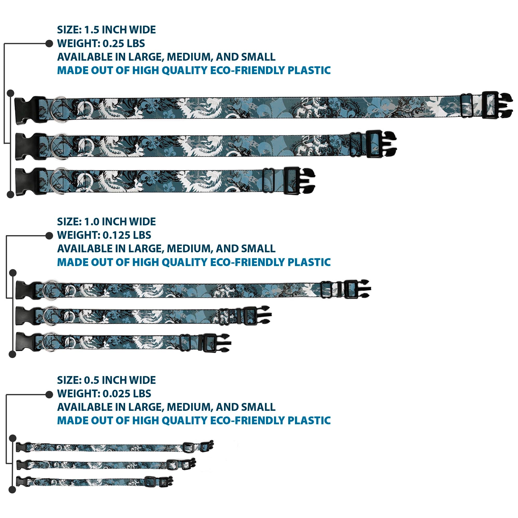 Plastic Clip Collar - Gothic 8 Plastic Clip Collars Buckle-Down