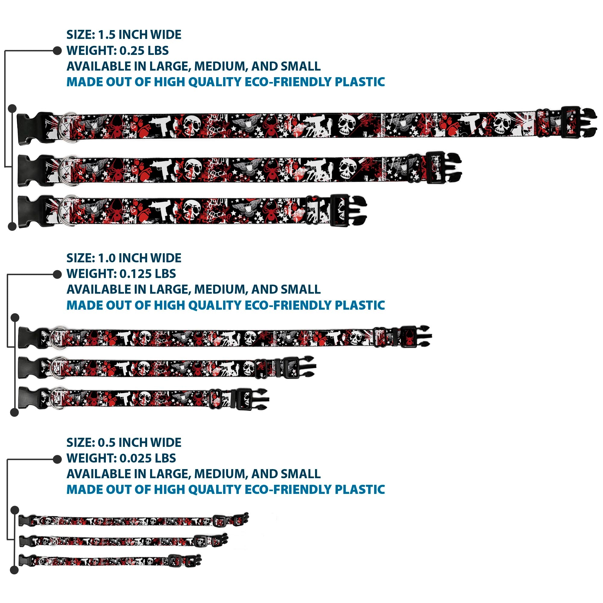Buckle-Down Plastic Buckle Dog Collar - Graffiti Men's Plastic Clip Collars Buckle-Down