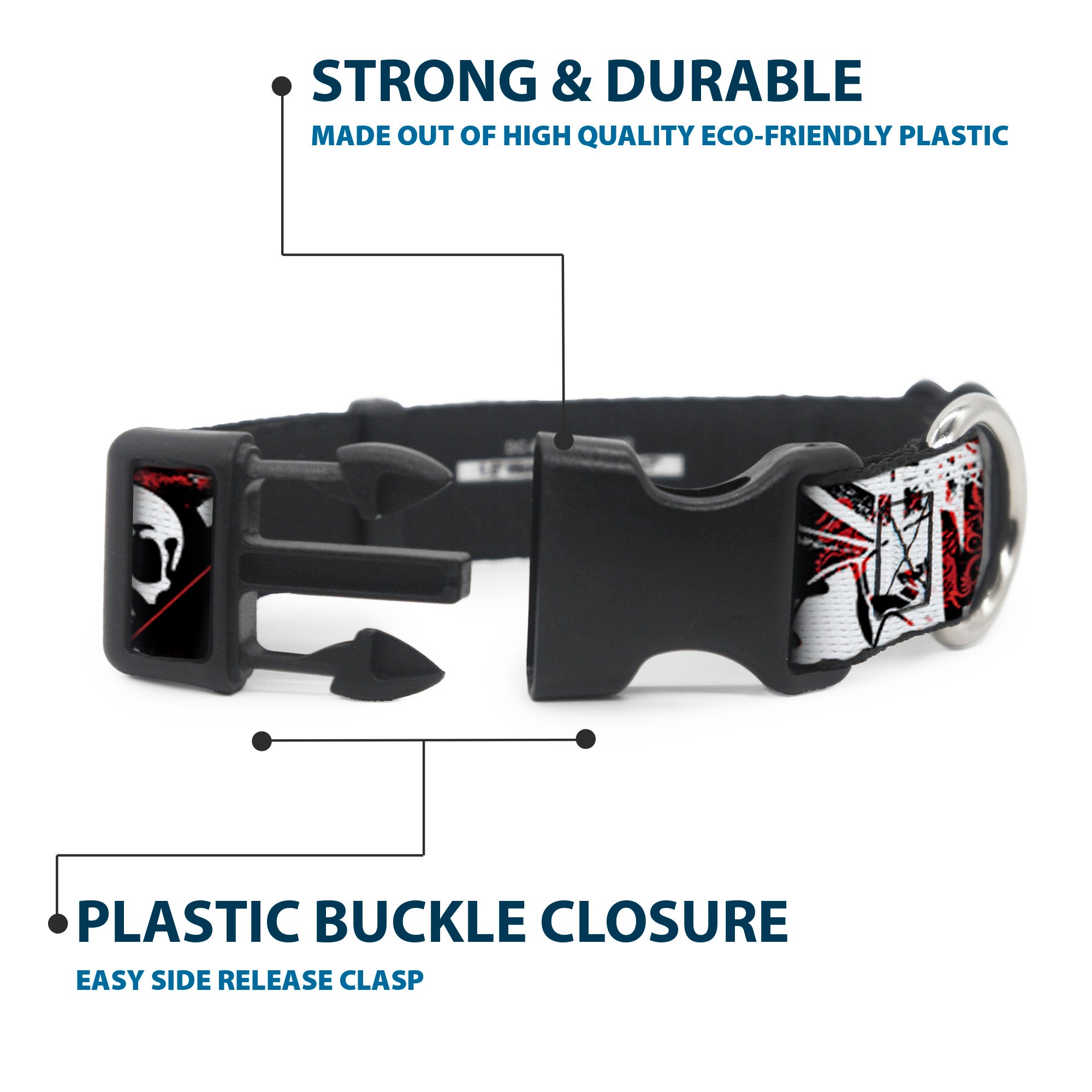 Buckle-Down Plastic Buckle Dog Collar - Graffiti Men's Plastic Clip Collars Buckle-Down