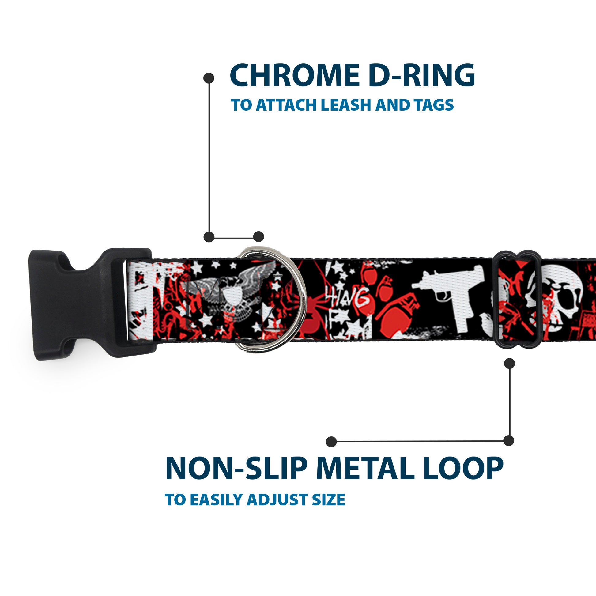 Buckle-Down Plastic Buckle Dog Collar - Graffiti Men's Plastic Clip Collars Buckle-Down