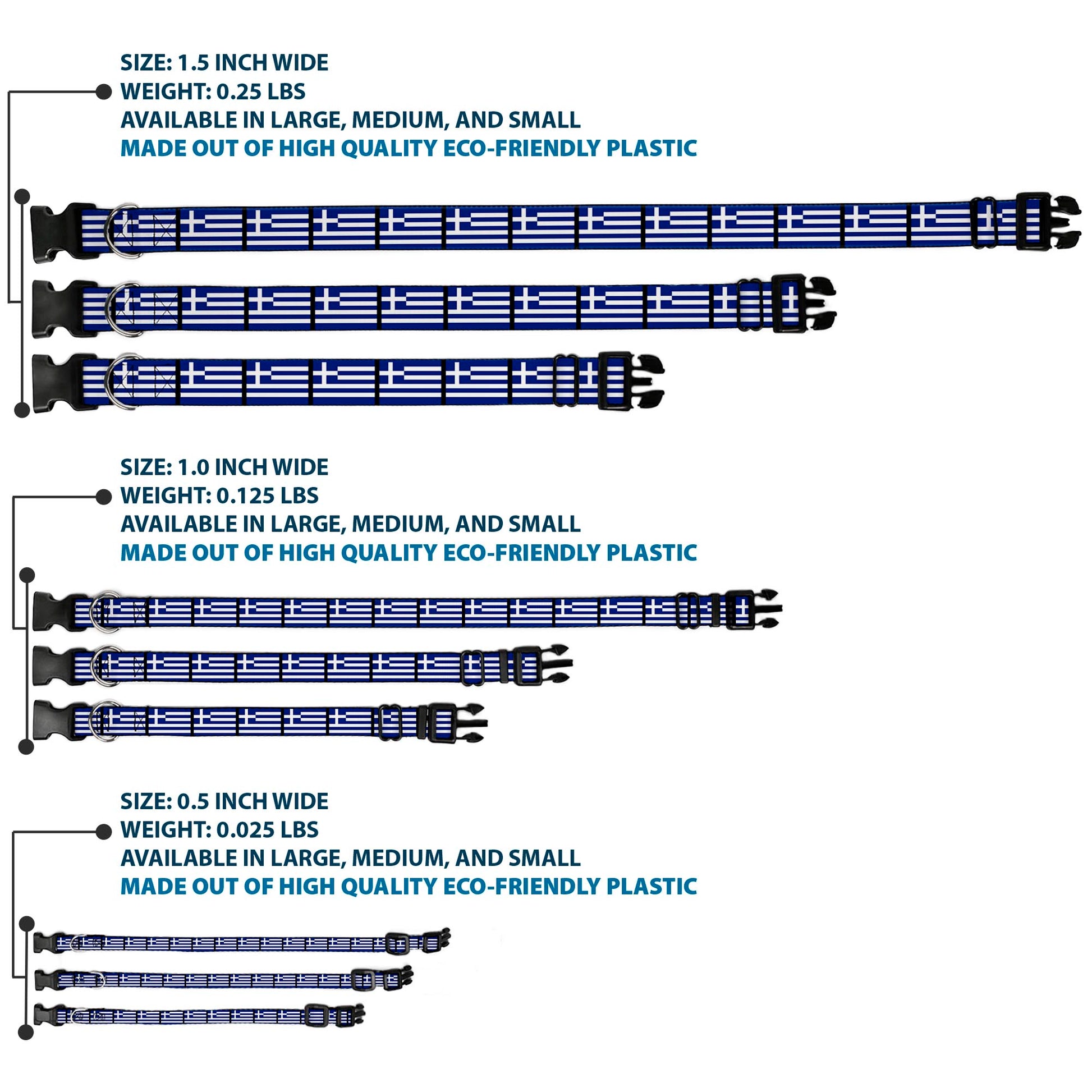 Plastic Clip Collar - Greece Flags Plastic Clip Collars Buckle-Down