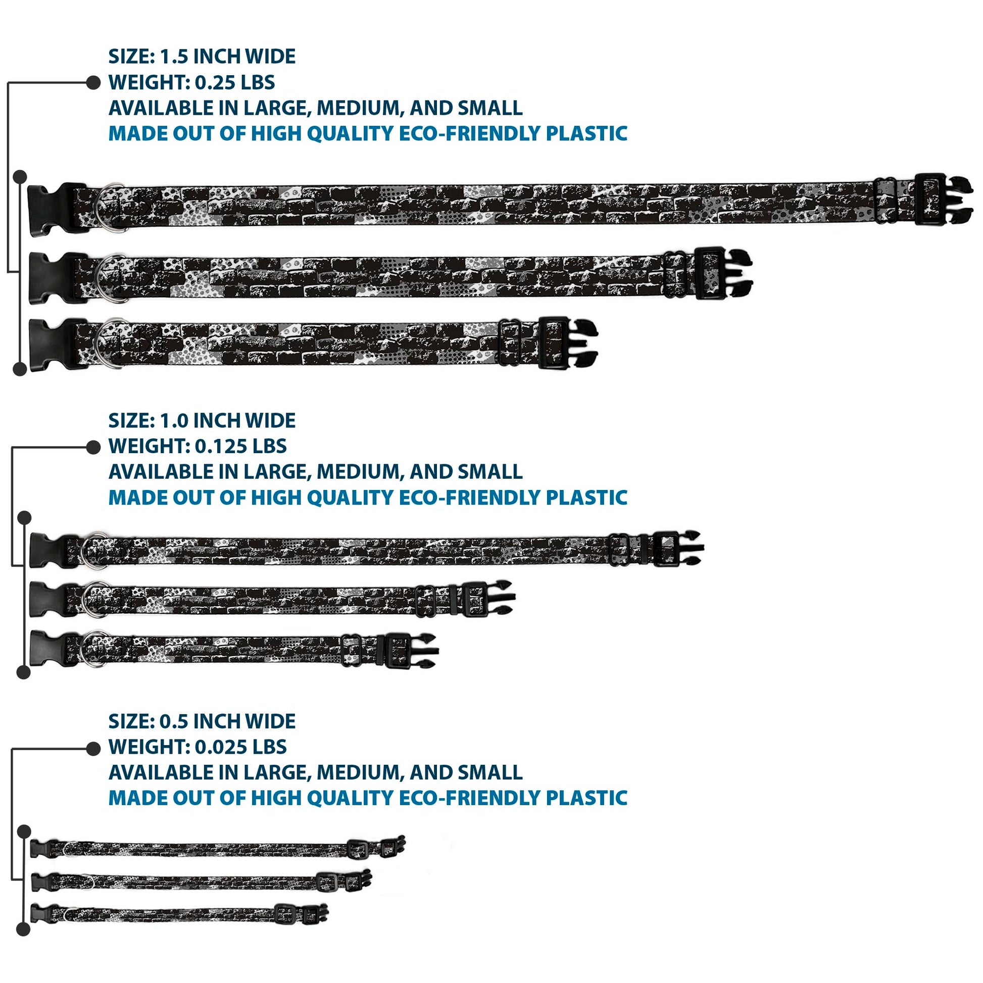 Plastic Clip Collar - Grunge Bricks Black/White Plastic Clip Collars Buckle-Down