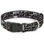 Plastic Clip Collar - Grunge Bricks Black/White Plastic Clip Collars Buckle-Down