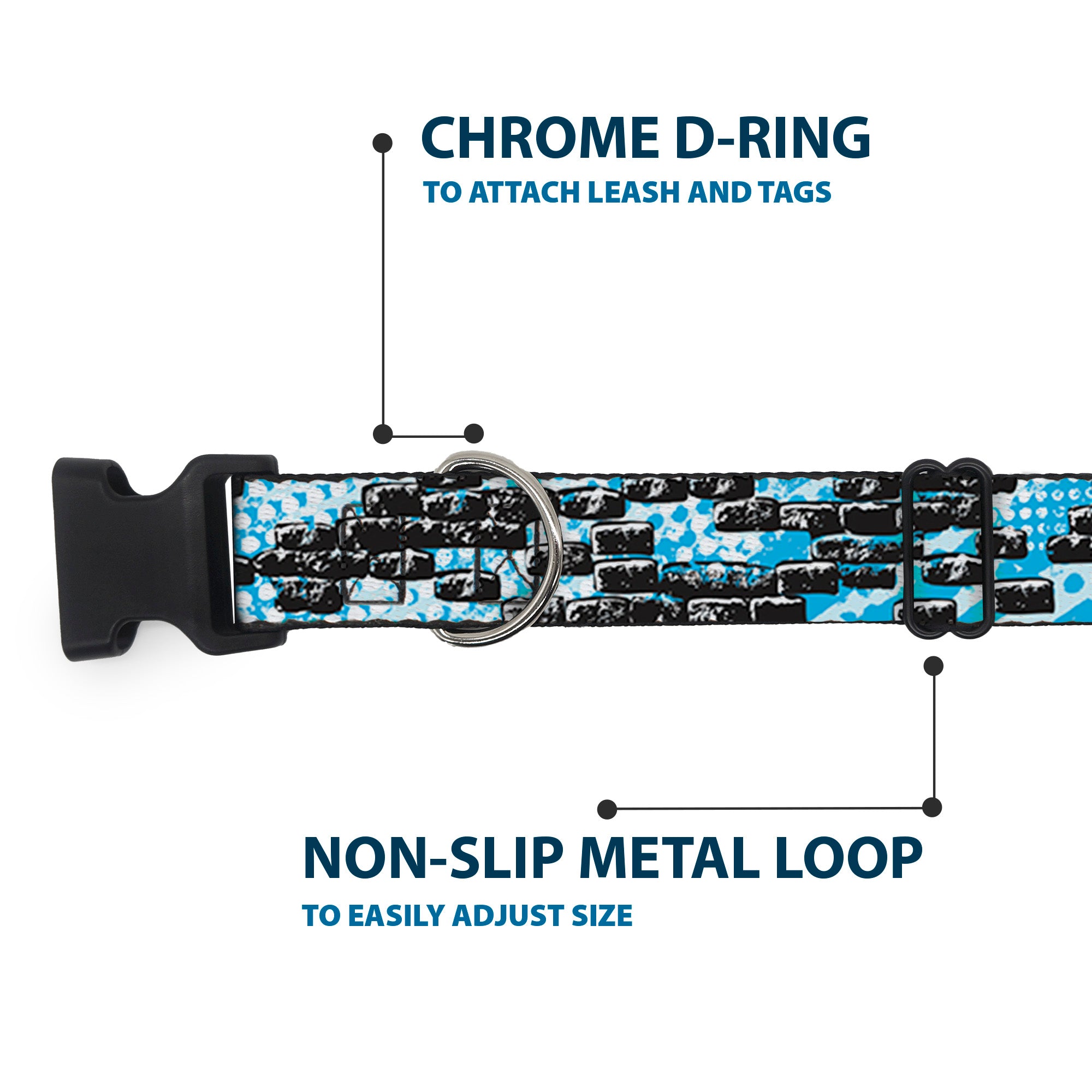 Plastic Clip Collar - Grunge Bricks Blue Plastic Clip Collars Buckle-Down