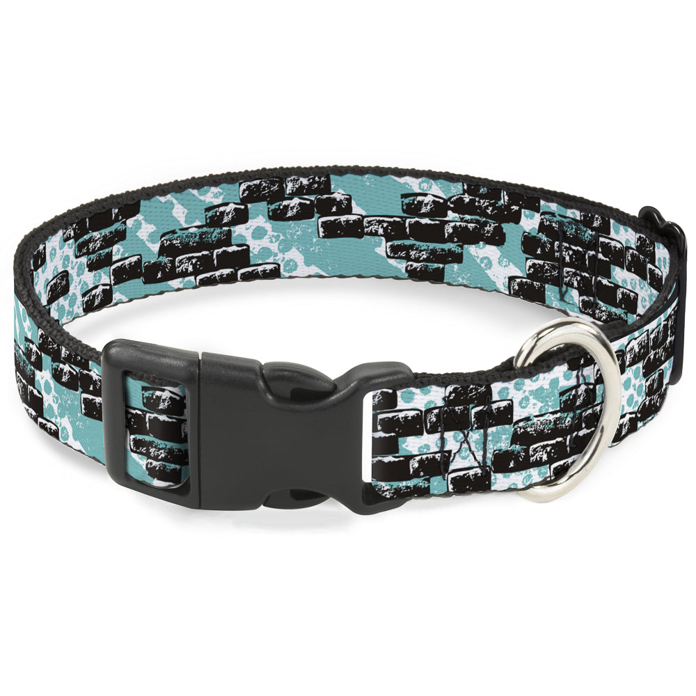 Plastic Clip Collar - Grunge Bricks Green Plastic Clip Collars Buckle-Down