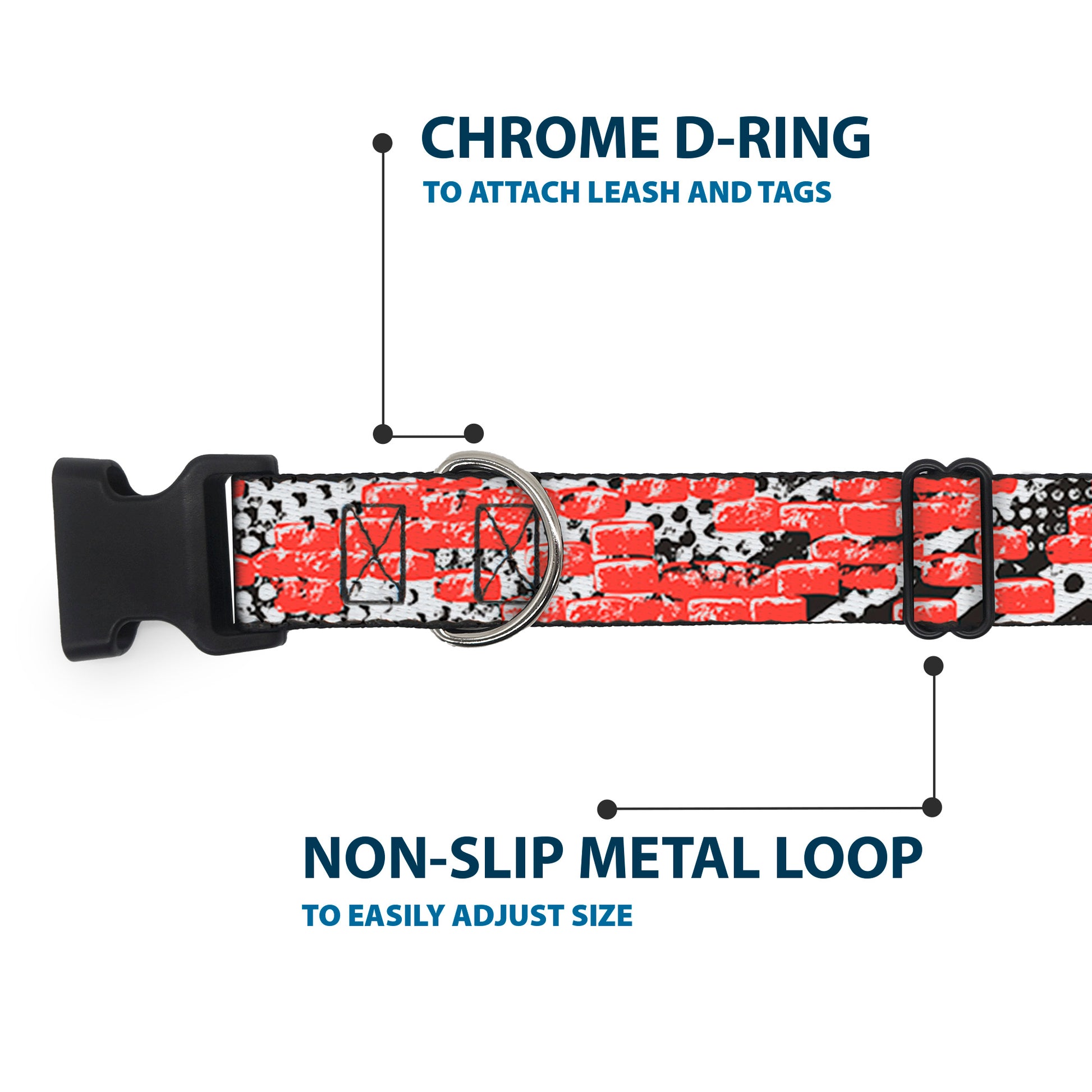 Plastic Clip Collar - Grunge Bricks Orange Plastic Clip Collars Buckle-Down