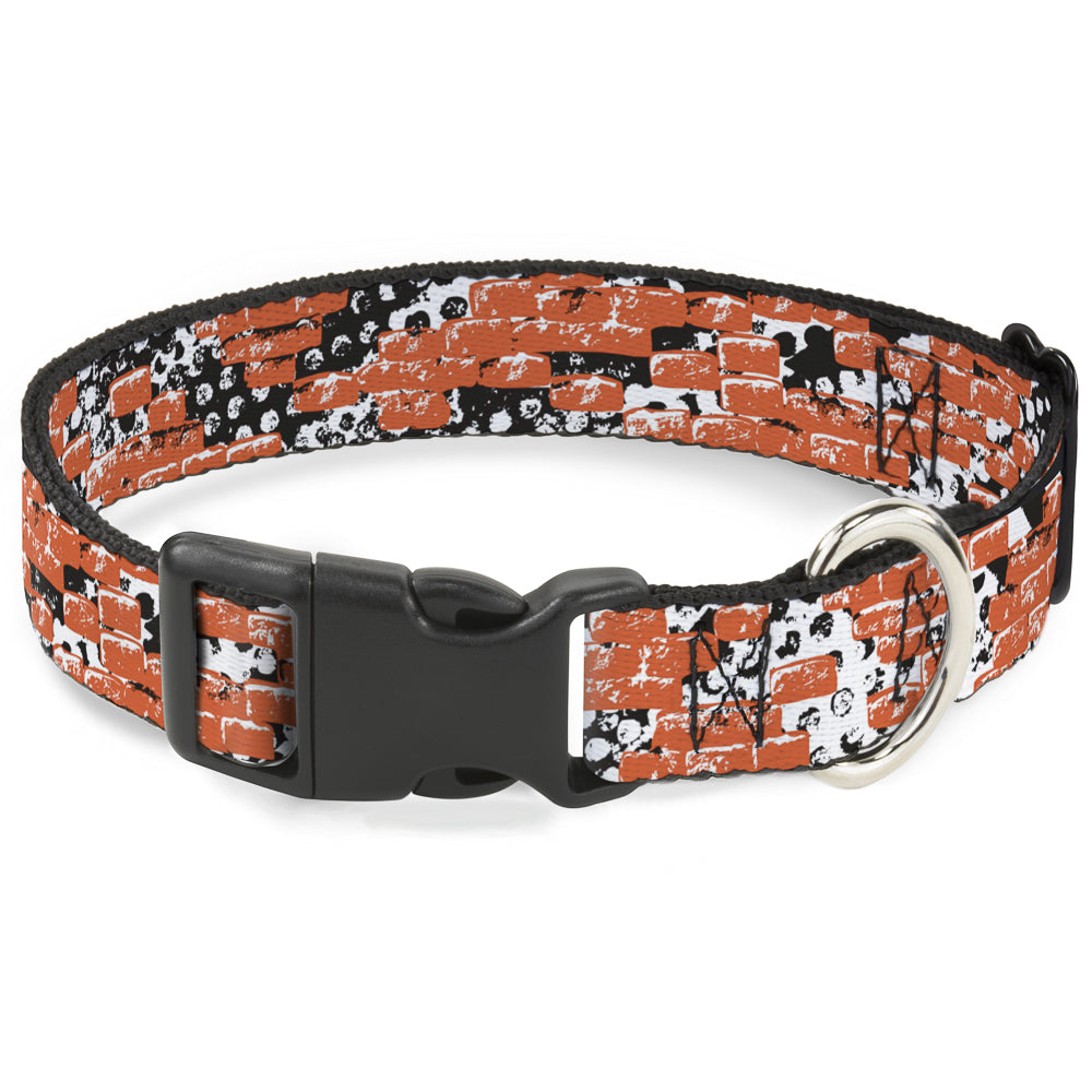 Plastic Clip Collar - Grunge Bricks Orange Plastic Clip Collars Buckle-Down