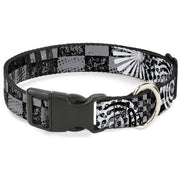 Plastic Clip Collar - Grunge Chaos Black/White Plastic Clip Collars Buckle-Down