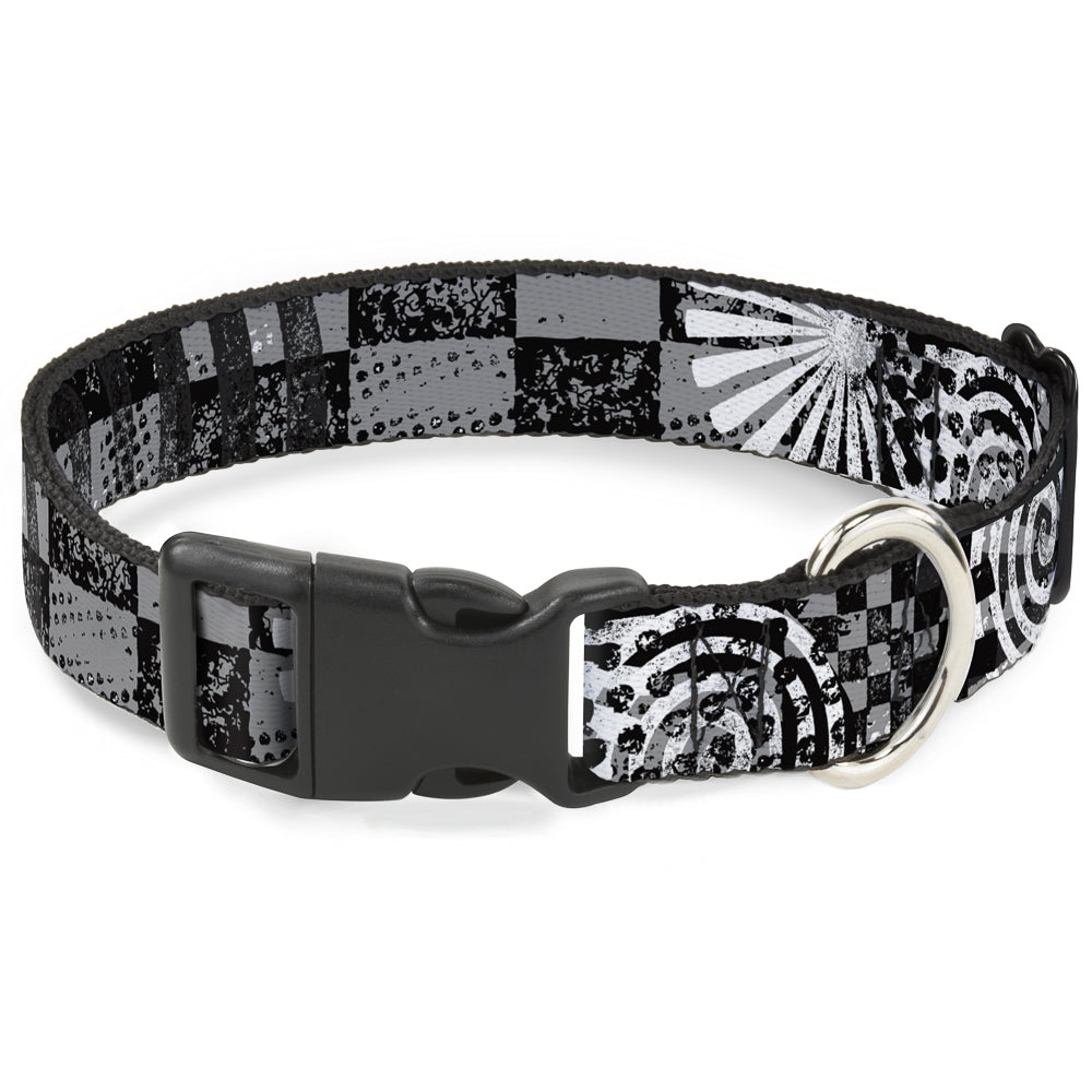 Plastic Clip Collar - Grunge Chaos Black/White Plastic Clip Collars Buckle-Down