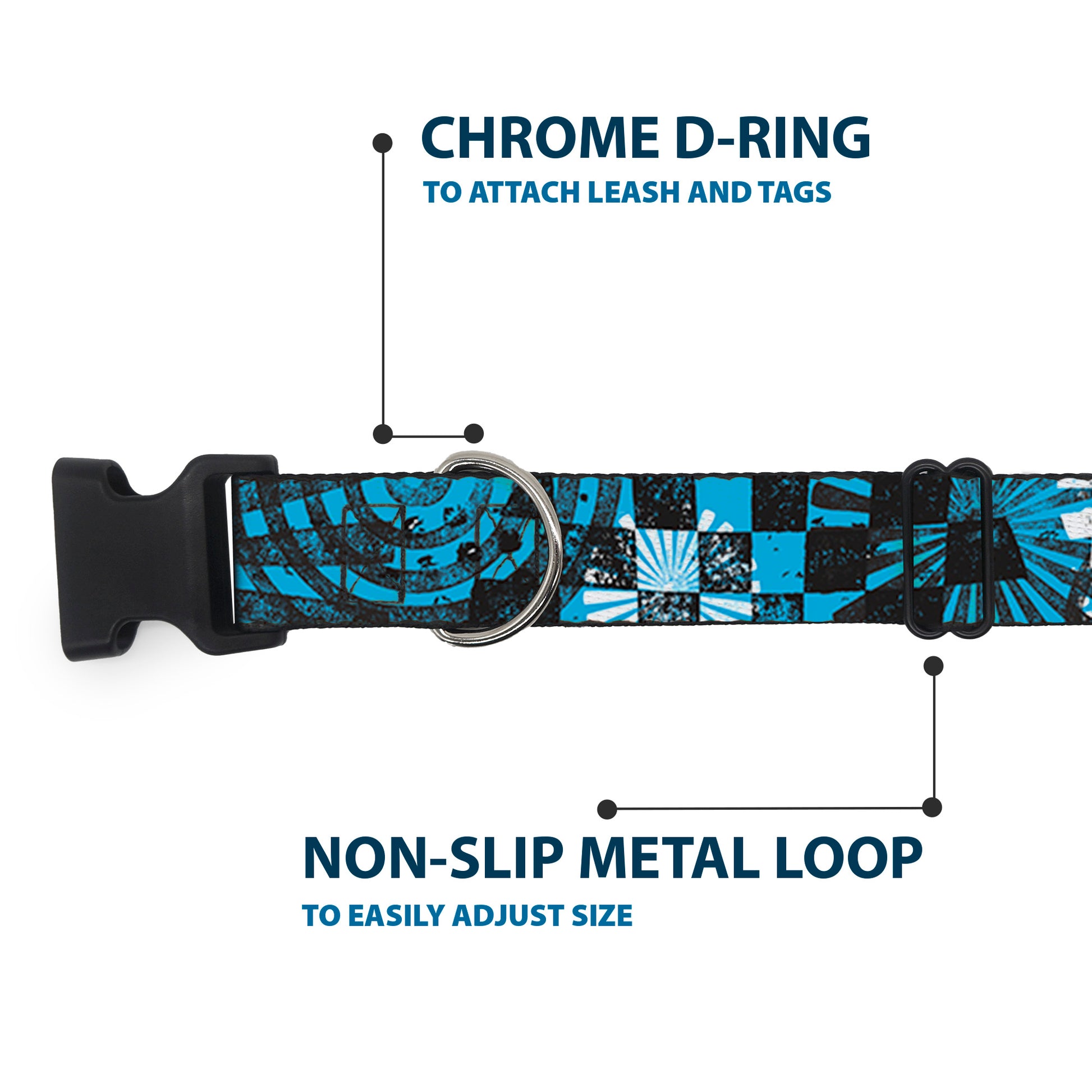 Plastic Clip Collar - Grunge Chaos Blue Plastic Clip Collars Buckle-Down