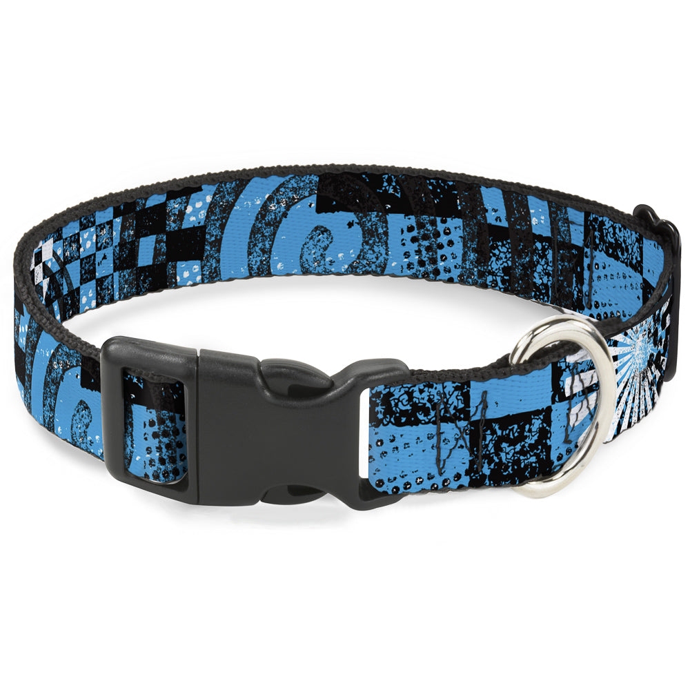 Plastic Clip Collar - Grunge Chaos Blue Plastic Clip Collars Buckle-Down