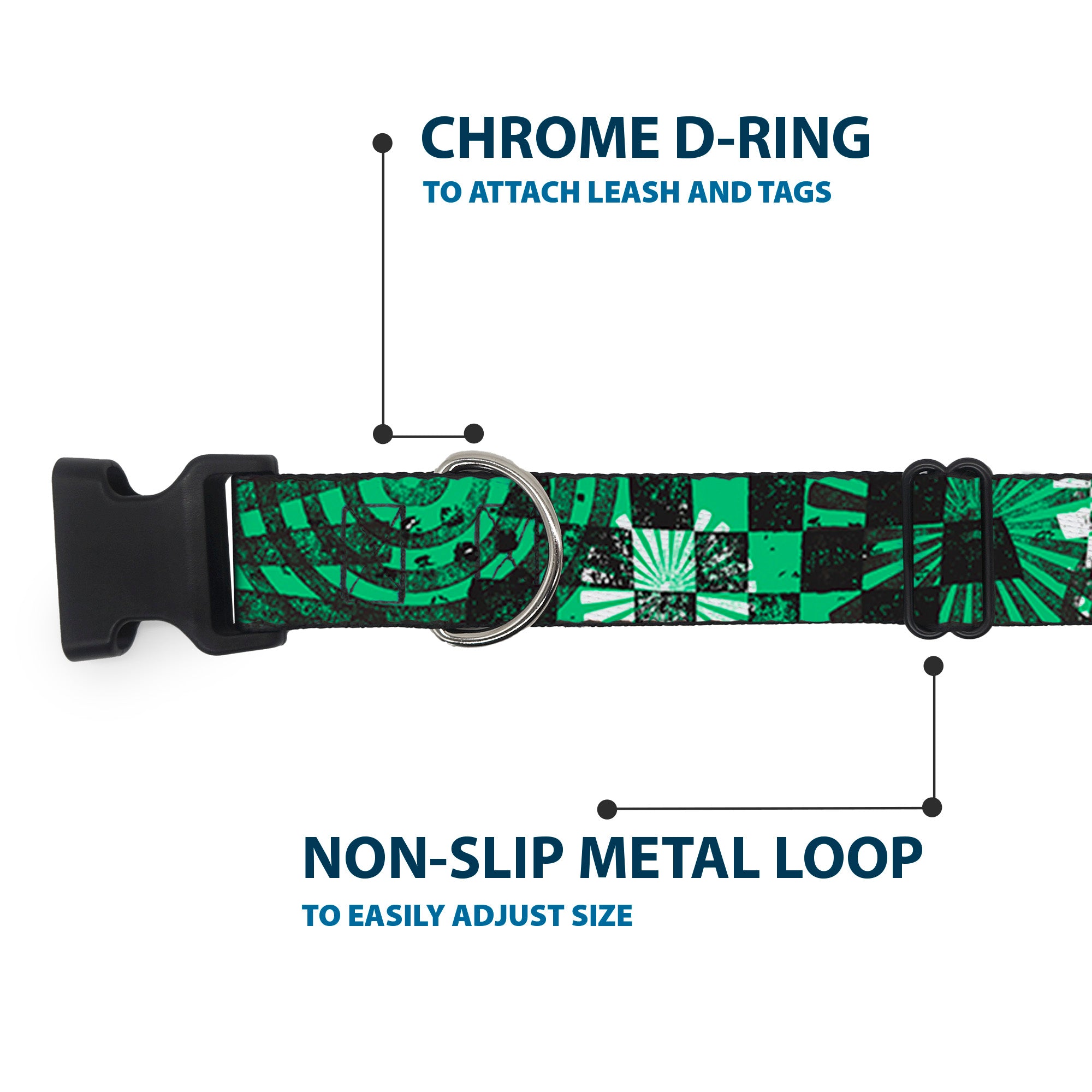 Plastic Clip Collar - Grunge Chaos Green Plastic Clip Collars Buckle-Down