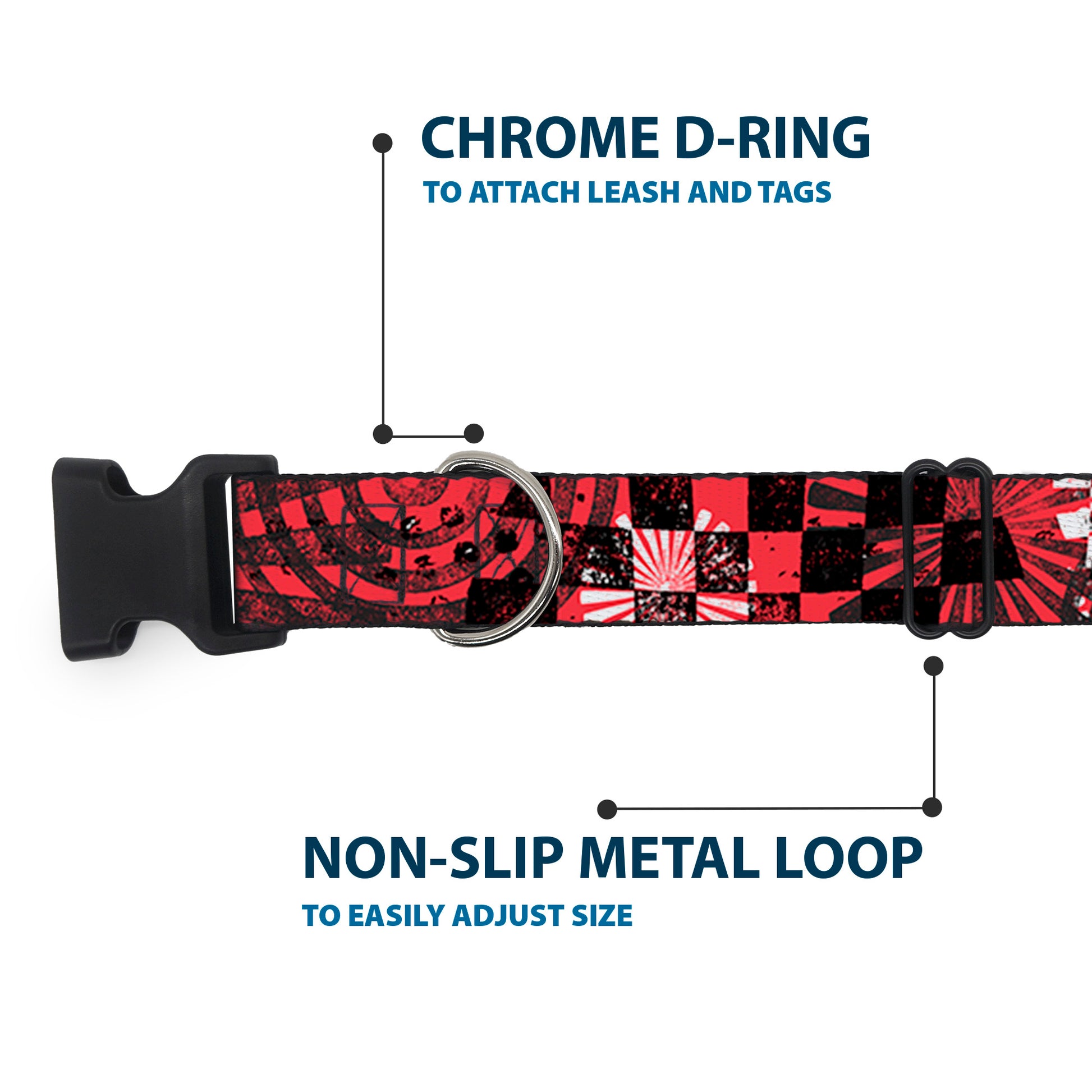 Plastic Clip Collar - Grunge Chaos Red Plastic Clip Collars Buckle-Down