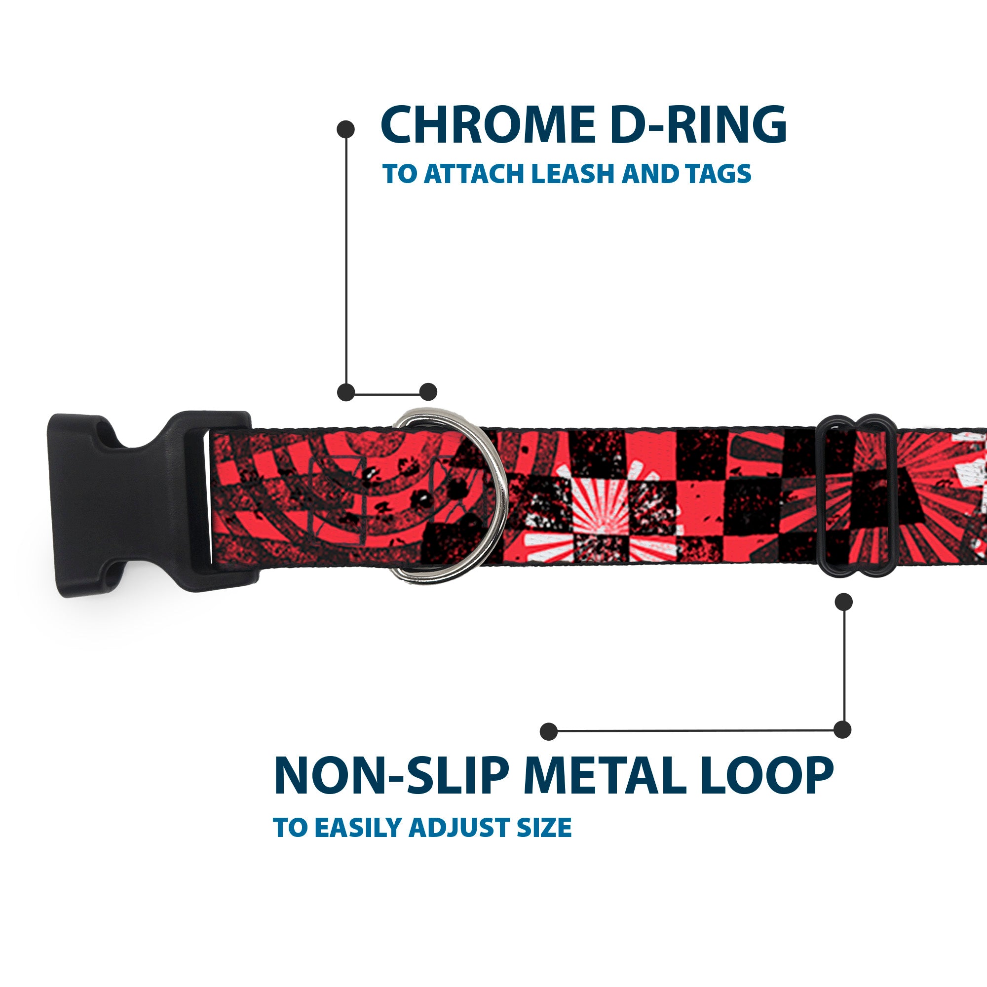 Plastic Clip Collar - Grunge Chaos Red Plastic Clip Collars Buckle-Down