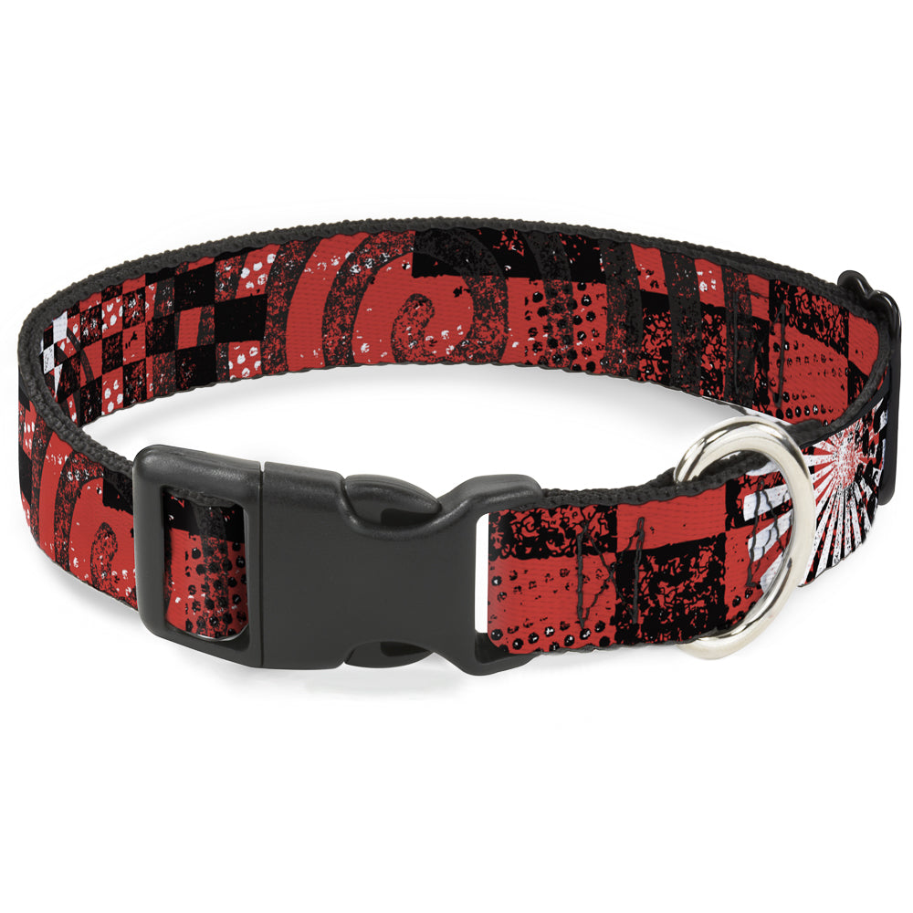Plastic Clip Collar - Grunge Chaos Red Plastic Clip Collars Buckle-Down