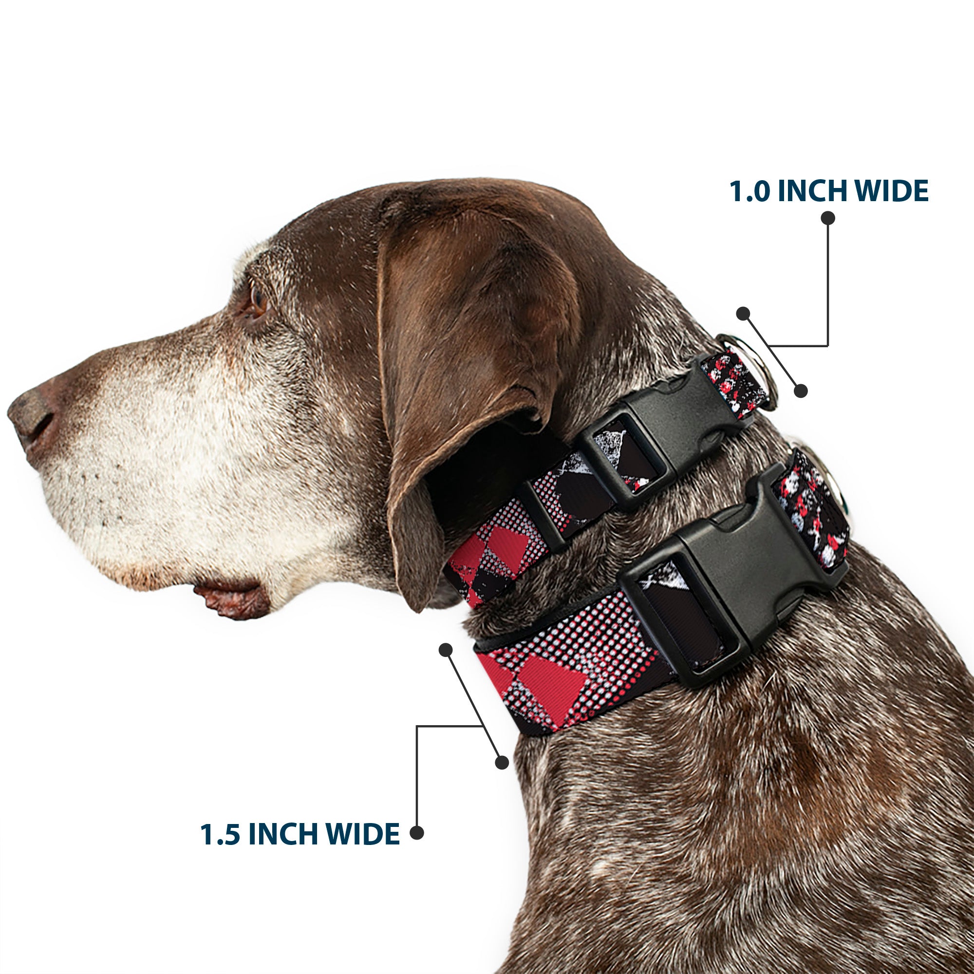 Plastic Clip Collar - Grunge Checker Flag Red Plastic Clip Collars Buckle-Down