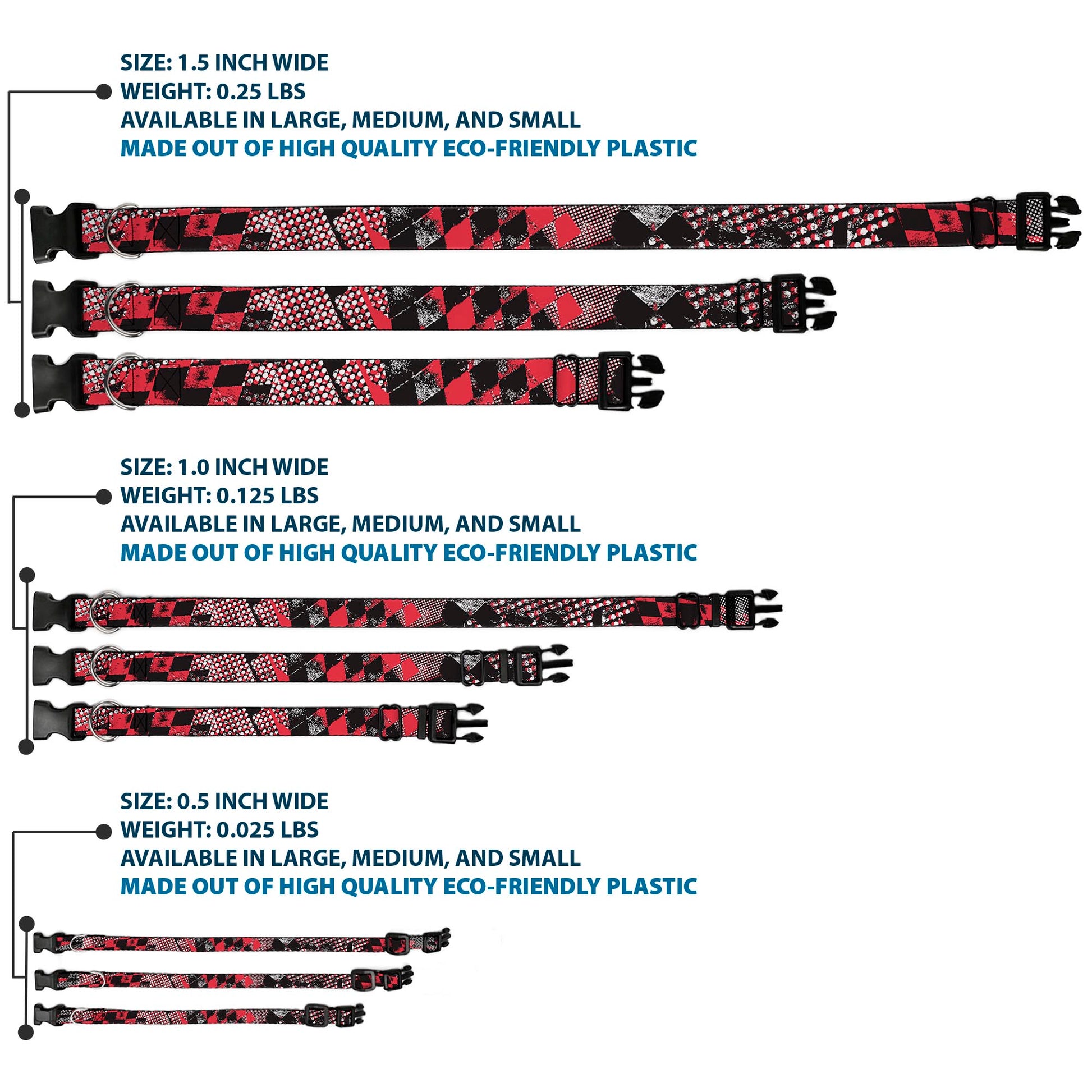 Plastic Clip Collar - Grunge Checker Flag Red Plastic Clip Collars Buckle-Down