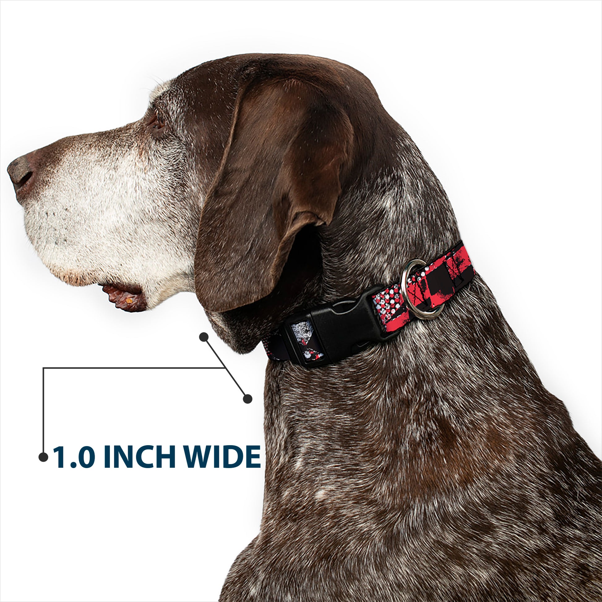 Plastic Clip Collar - Grunge Checker Flag Red Plastic Clip Collars Buckle-Down