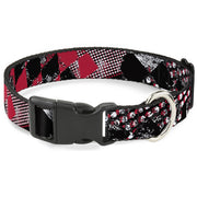 Plastic Clip Collar - Grunge Checker Flag Red Plastic Clip Collars Buckle-Down