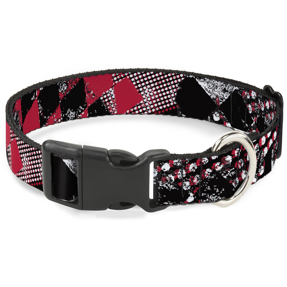 Plastic Clip Collar - Grunge Checker Flag Red Plastic Clip Collars Buckle-Down