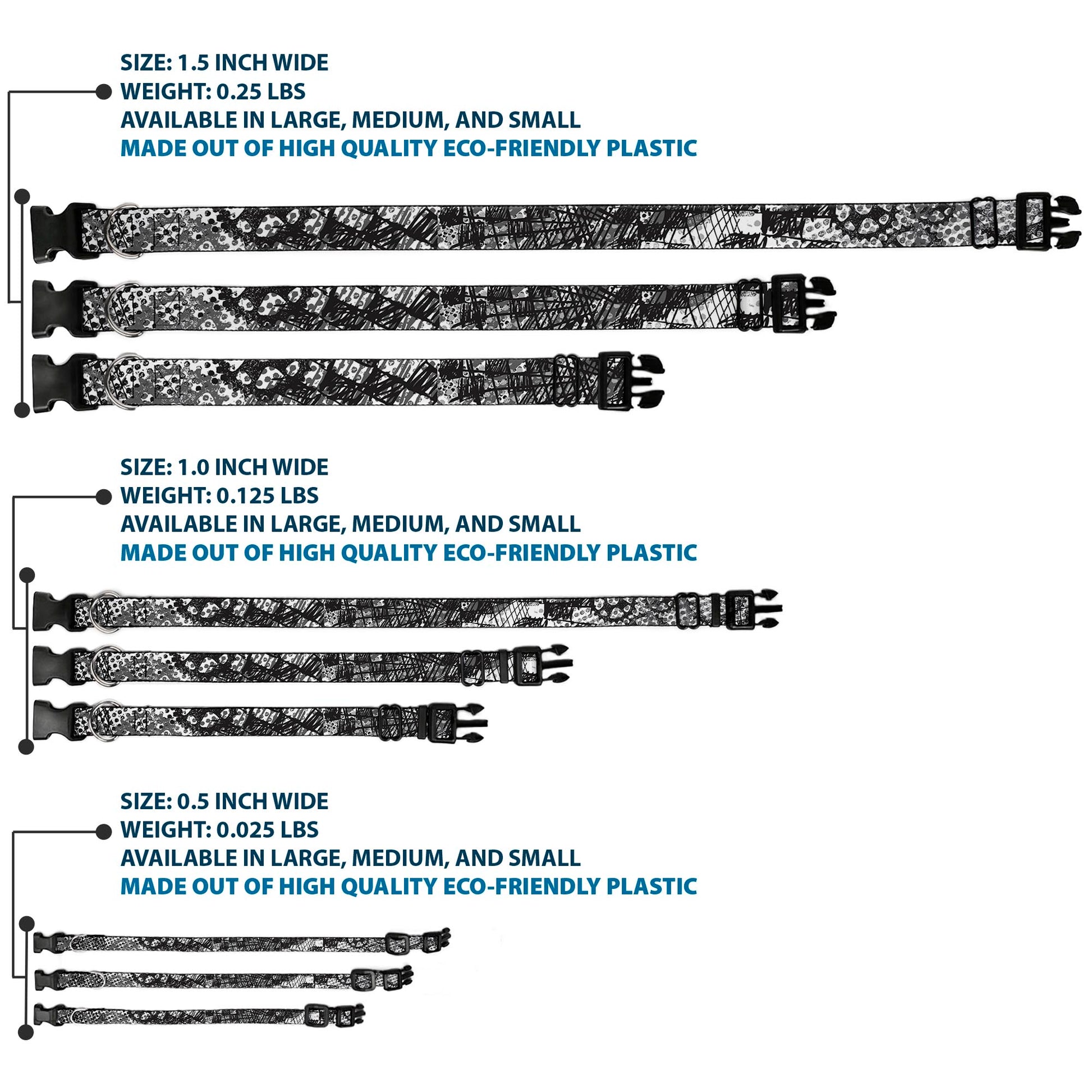 Plastic Clip Collar - Grunge Gears Black/White Plastic Clip Collars Buckle-Down