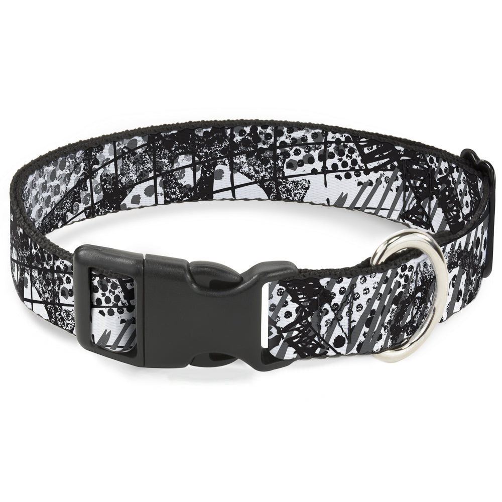 Plastic Clip Collar - Grunge Gears Black/White Plastic Clip Collars Buckle-Down