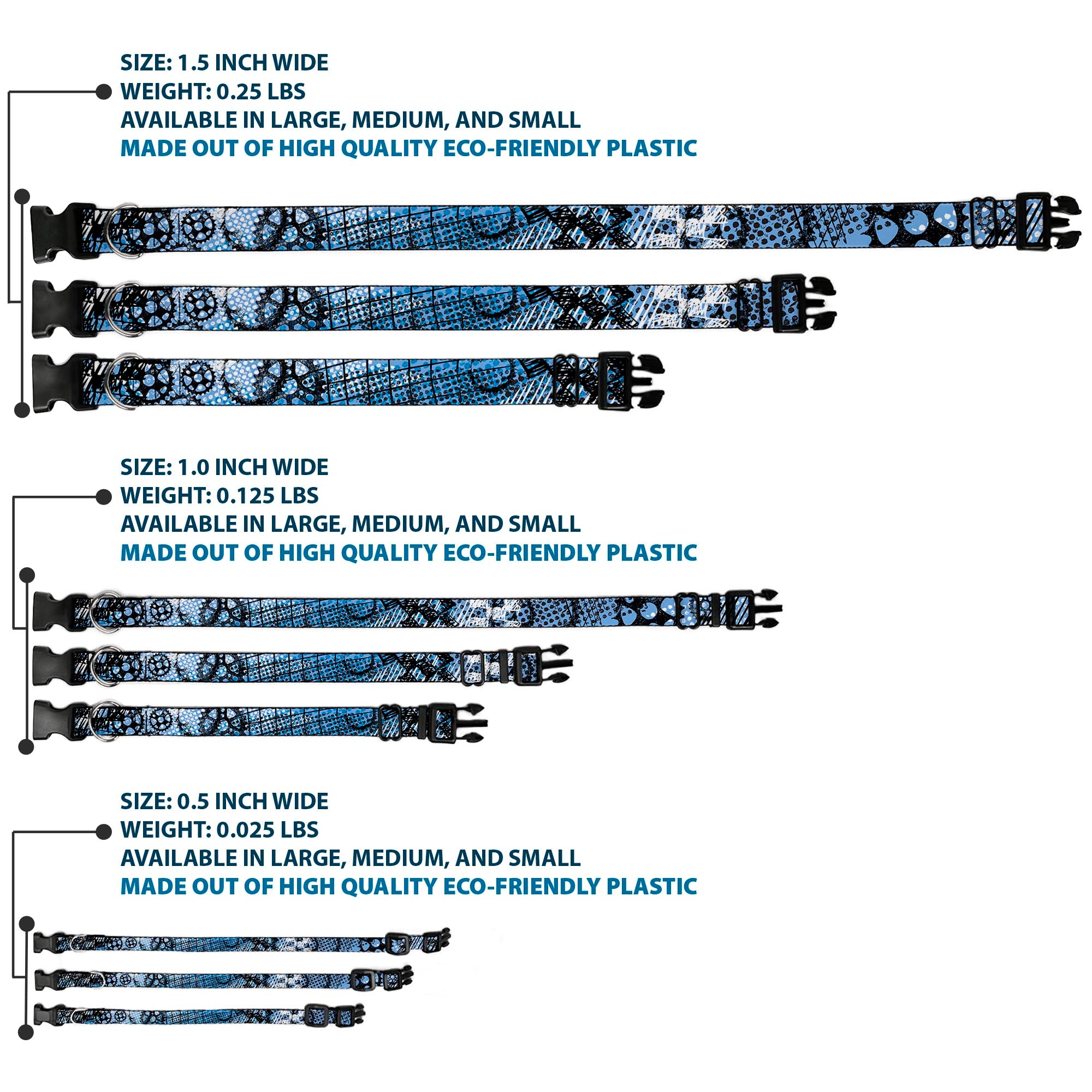 Plastic Clip Collar - Grunge Gears Blue Plastic Clip Collars Buckle-Down