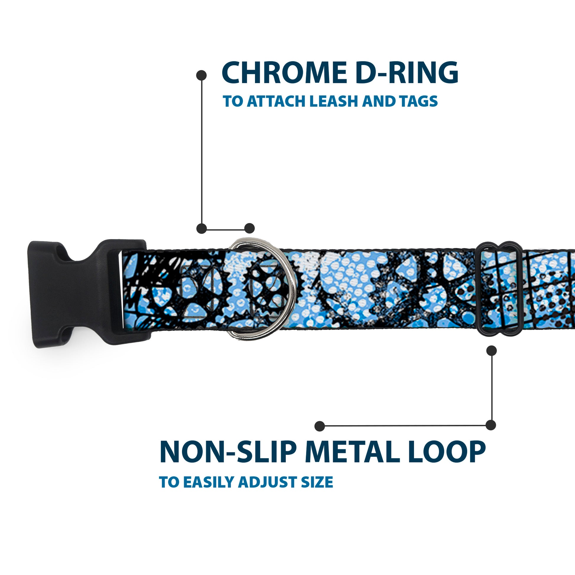 Plastic Clip Collar - Grunge Gears Blue Plastic Clip Collars Buckle-Down