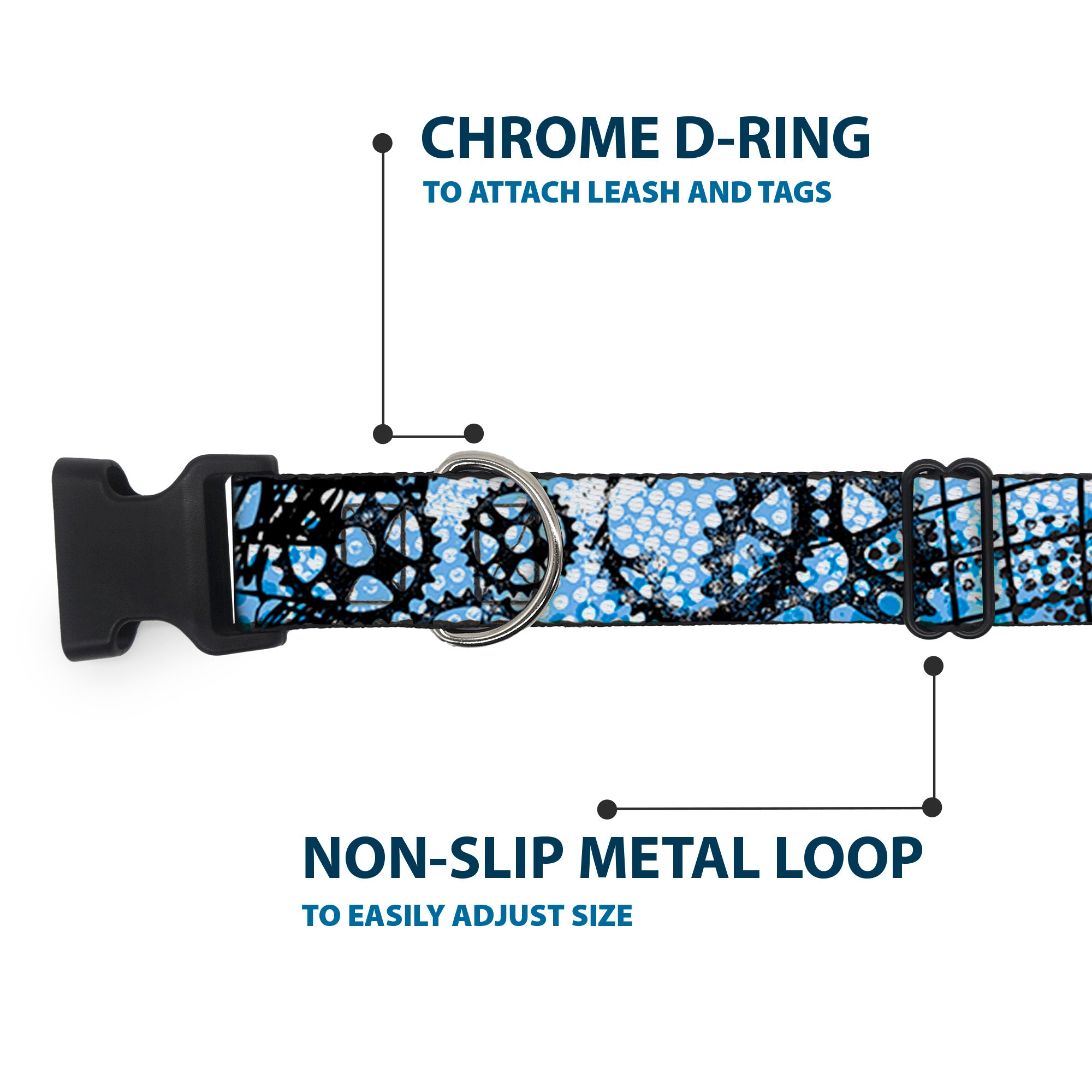 Plastic Clip Collar - Grunge Gears Blue Plastic Clip Collars Buckle-Down