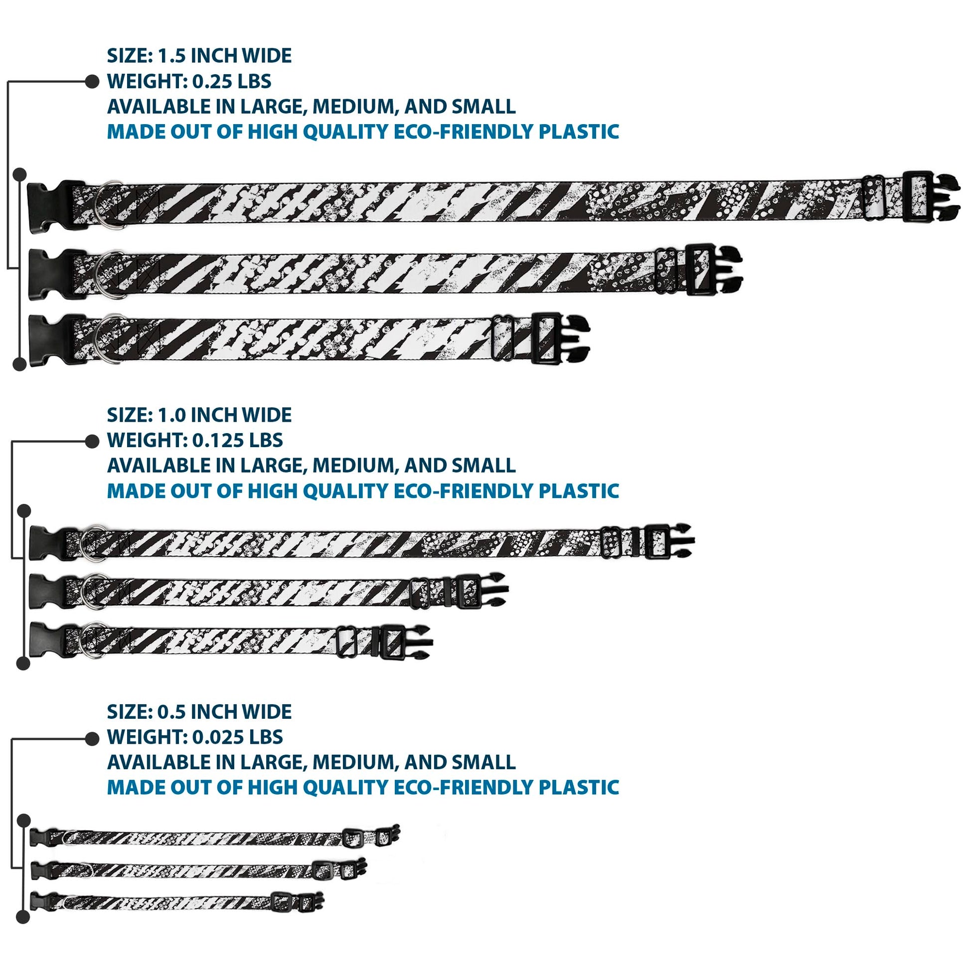 Plastic Clip Collar - Grunge Tread Black/White Plastic Clip Collars Buckle-Down