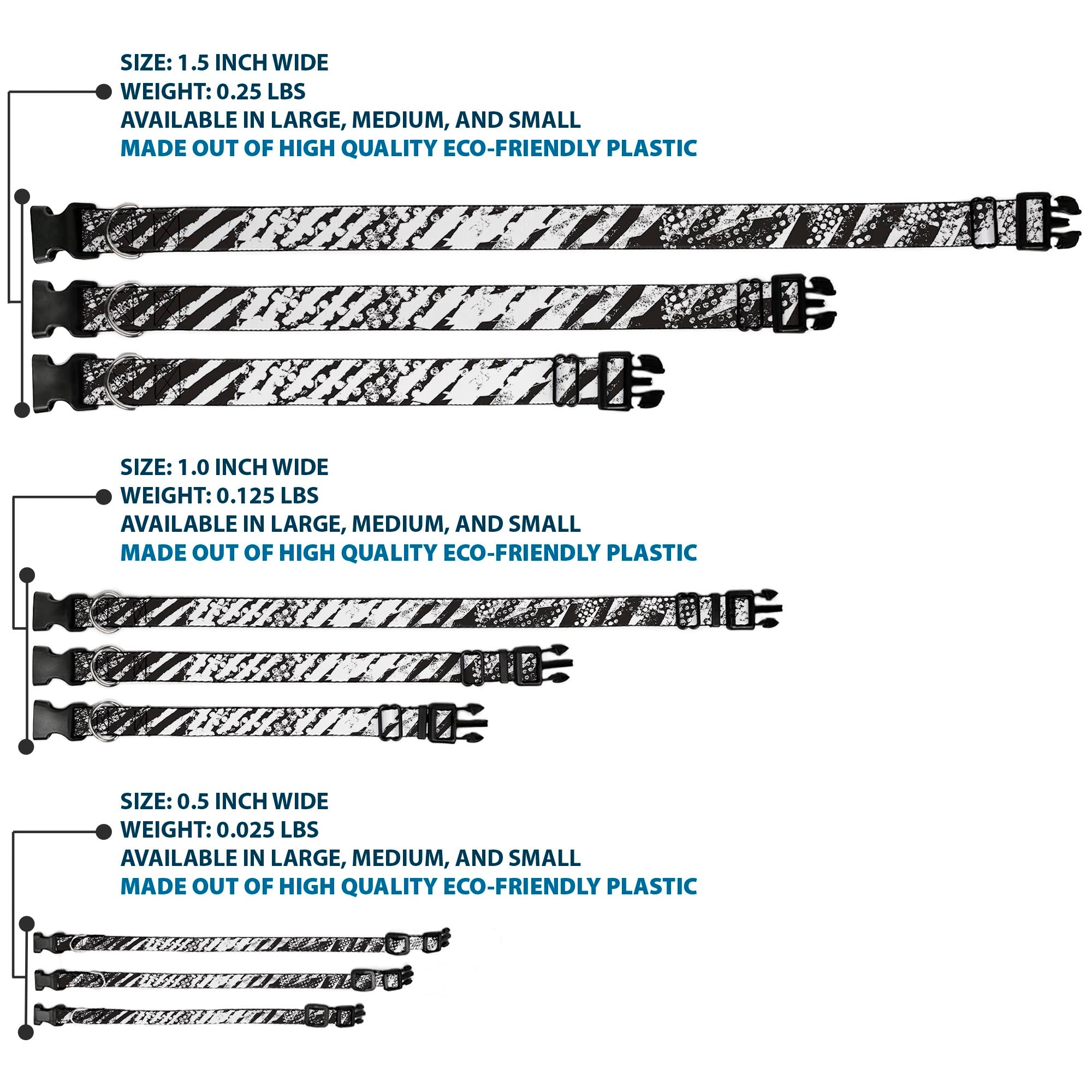 Plastic Clip Collar - Grunge Tread Black/White Plastic Clip Collars Buckle-Down