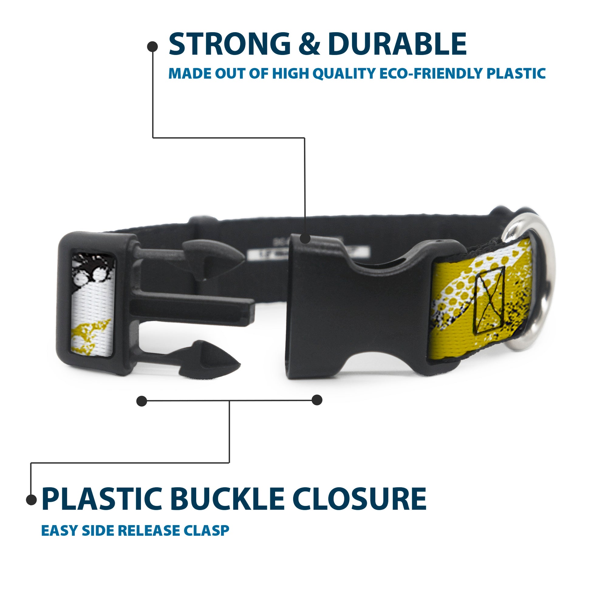 Plastic Clip Collar - Grunge Tread Yellow Plastic Clip Collars Buckle-Down