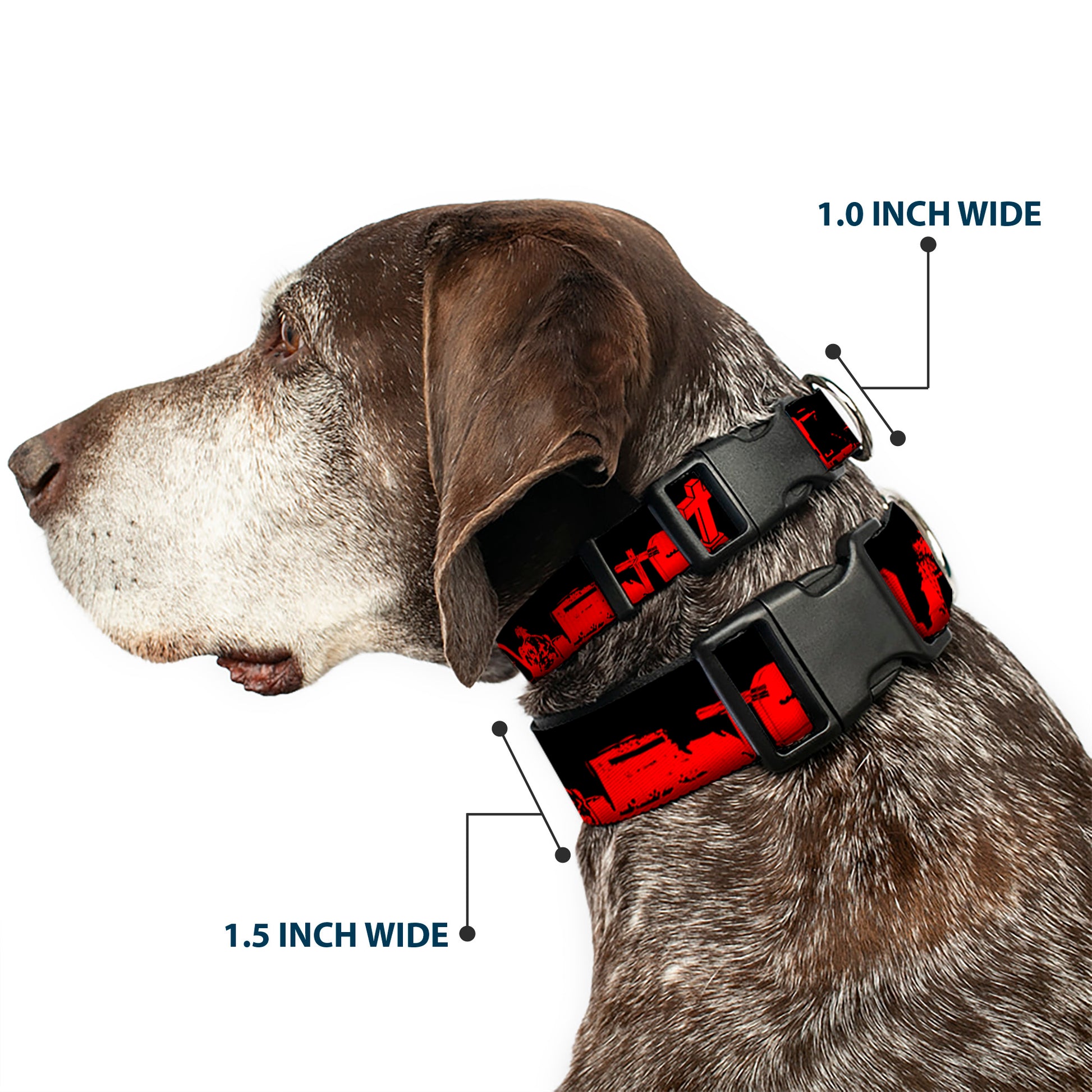 Plastic Clip Collar - Graveyard Black/Red Plastic Clip Collars Buckle-Down