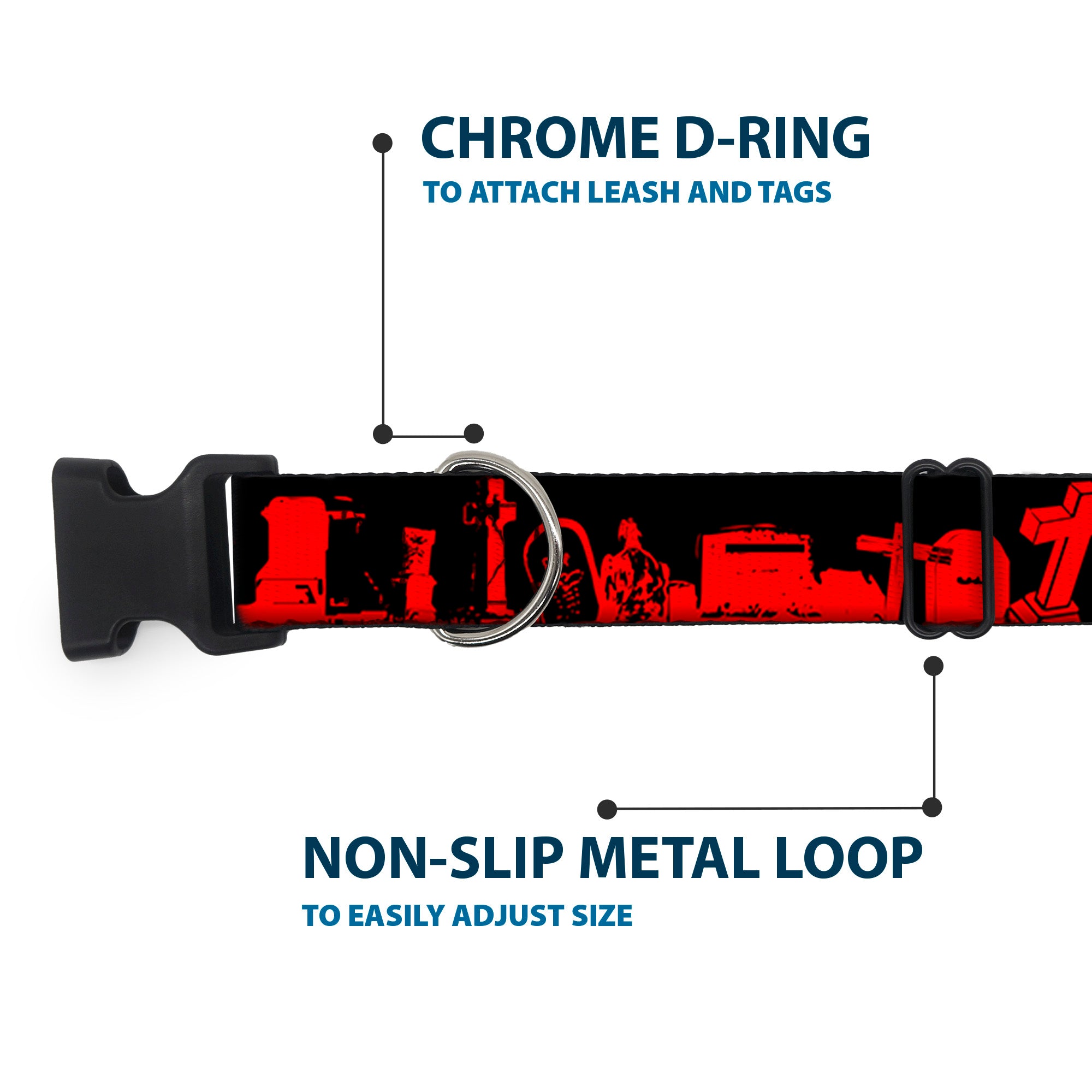 Plastic Clip Collar - Graveyard Black/Red Plastic Clip Collars Buckle-Down