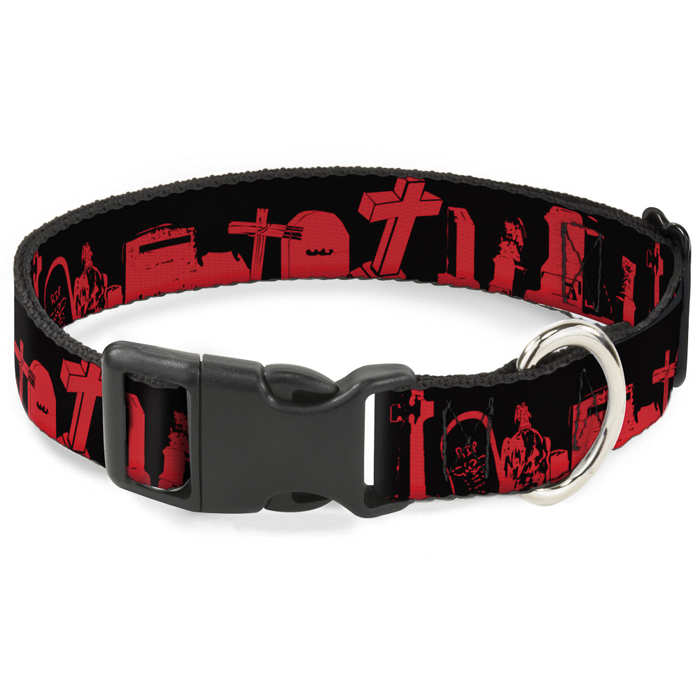 Plastic Clip Collar - Graveyard Black/Red Plastic Clip Collars Buckle-Down