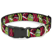Plastic Clip Collar - Green & Red Dragons Smoking Gray Plastic Clip Collars Buckle-Down