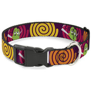 Plastic Clip Collar - Green Dragons Smoking Purple Plastic Clip Collars Buckle-Down