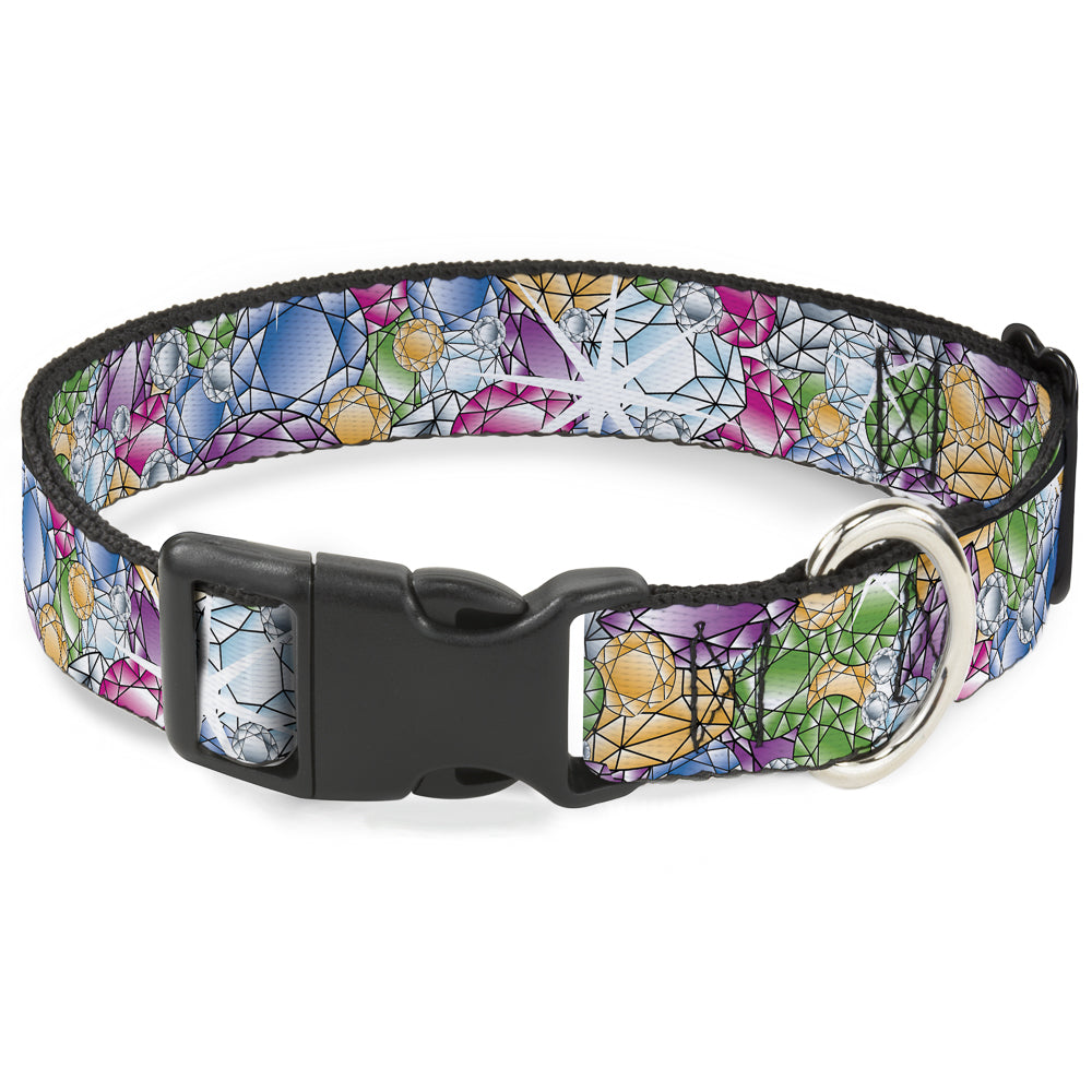 Plastic Clip Collar - Gems Stacked Multi Color Plastic Clip Collars Buckle-Down