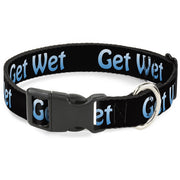 Buckle-Down Plastic Buckle Dog Collar - GET WET Black/Baby Blue Plastic Clip Collars Buckle-Down
