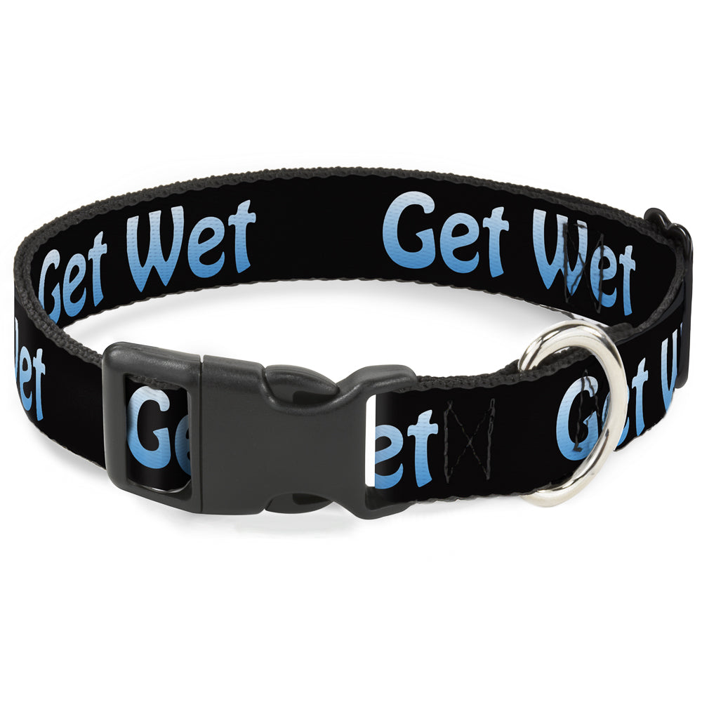 Buckle-Down Plastic Buckle Dog Collar - GET WET Black/Baby Blue Plastic Clip Collars Buckle-Down