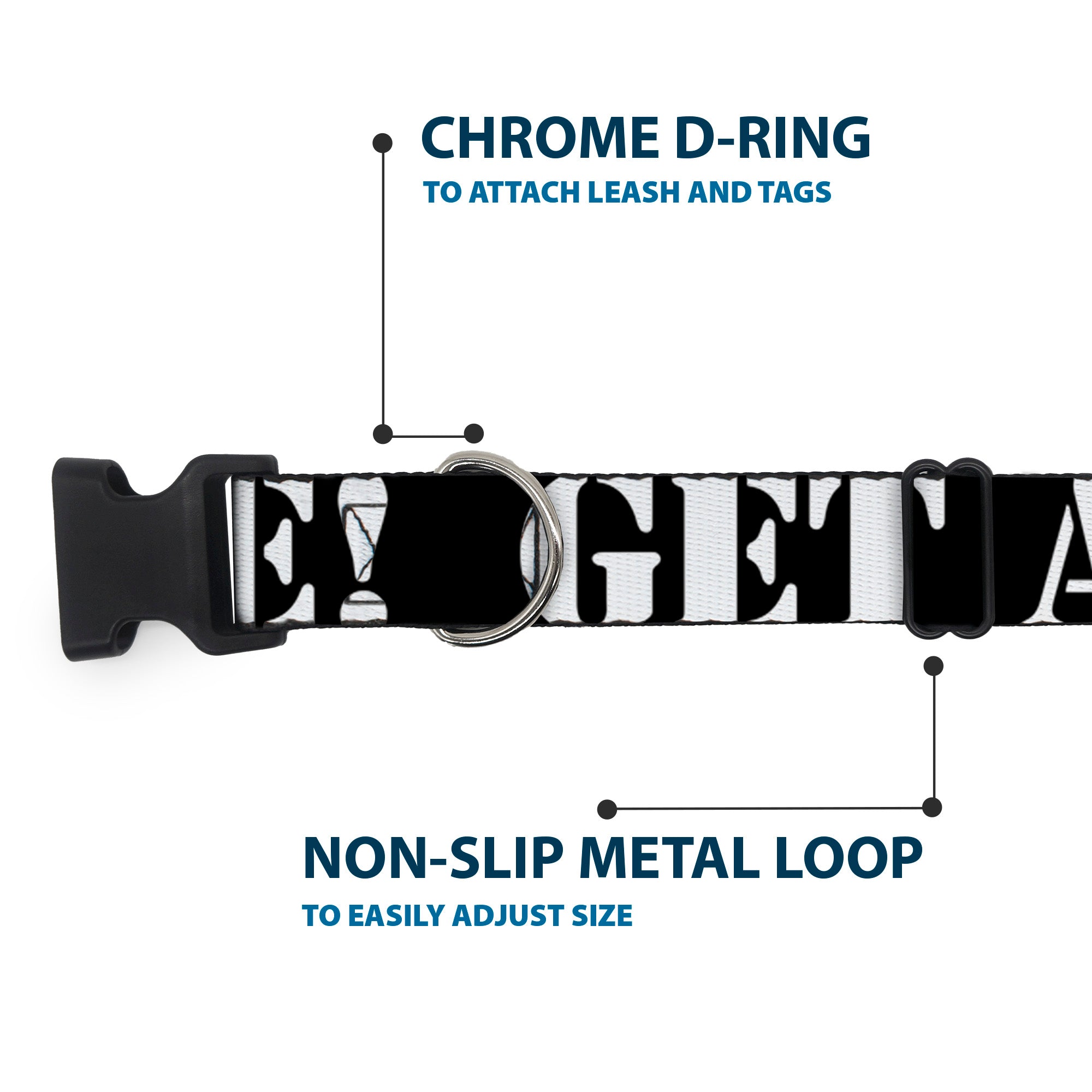 Plastic Clip Collar - GET A LIFE! Black/White Plastic Clip Collars Buckle-Down