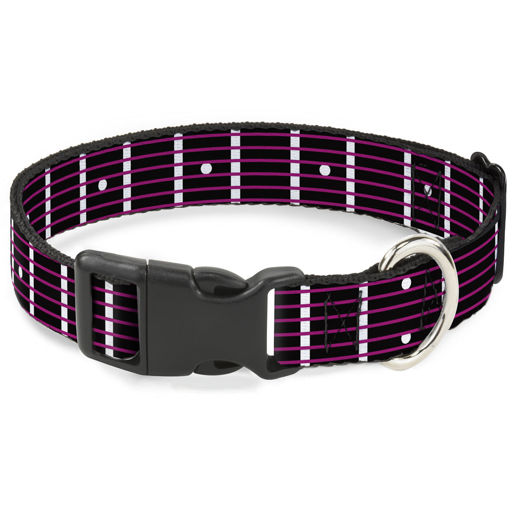 Plastic Clip Collar - Guitar Neck Black/White/Pink Plastic Clip Collars Buckle-Down