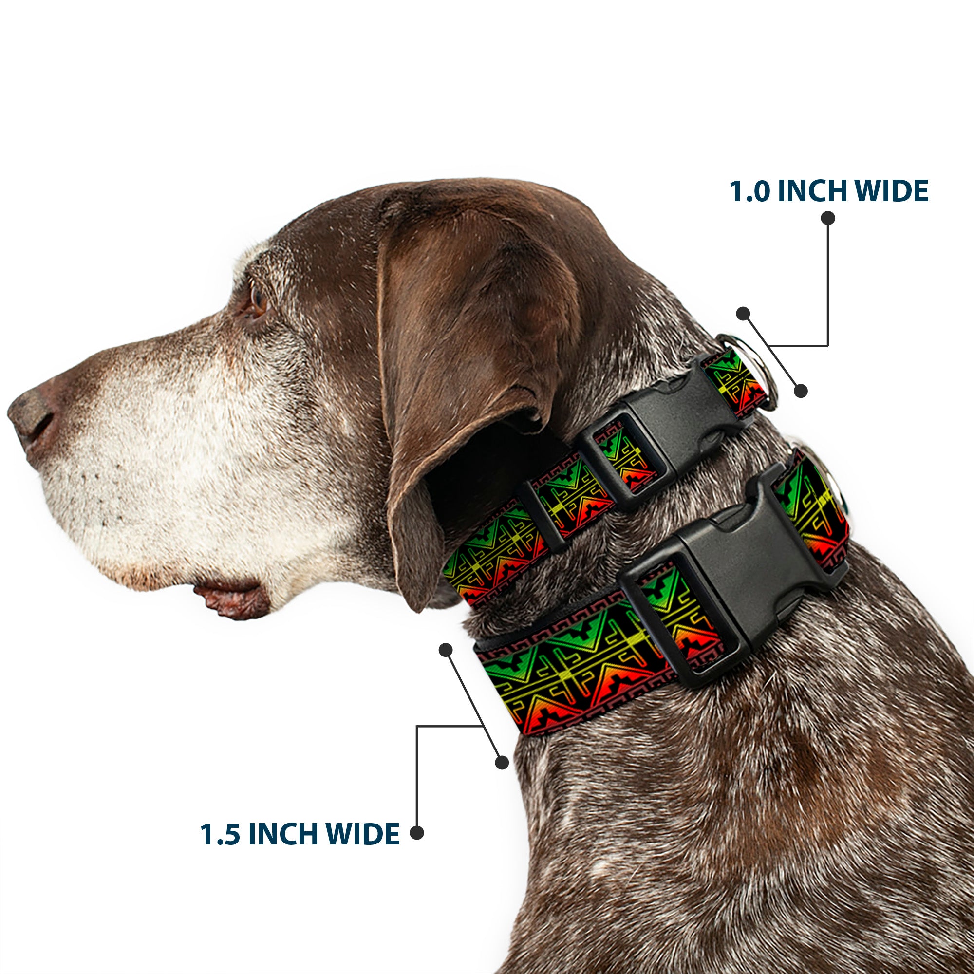 Plastic Clip Collar - Geomteric2 Black/Red/Yellow/Green Plastic Clip Collars Buckle-Down