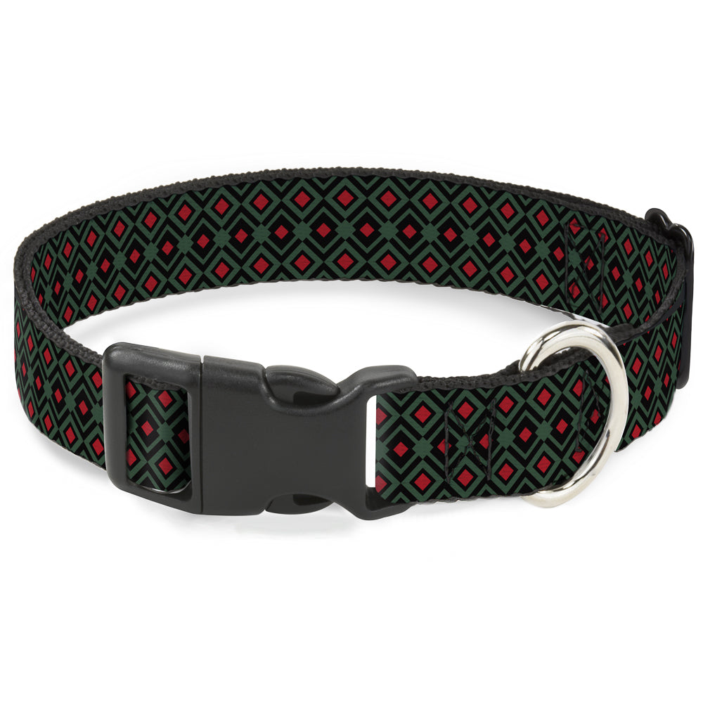 Plastic Clip Collar - Geometric3 Black/Forest Green/Red Plastic Clip Collars Buckle-Down