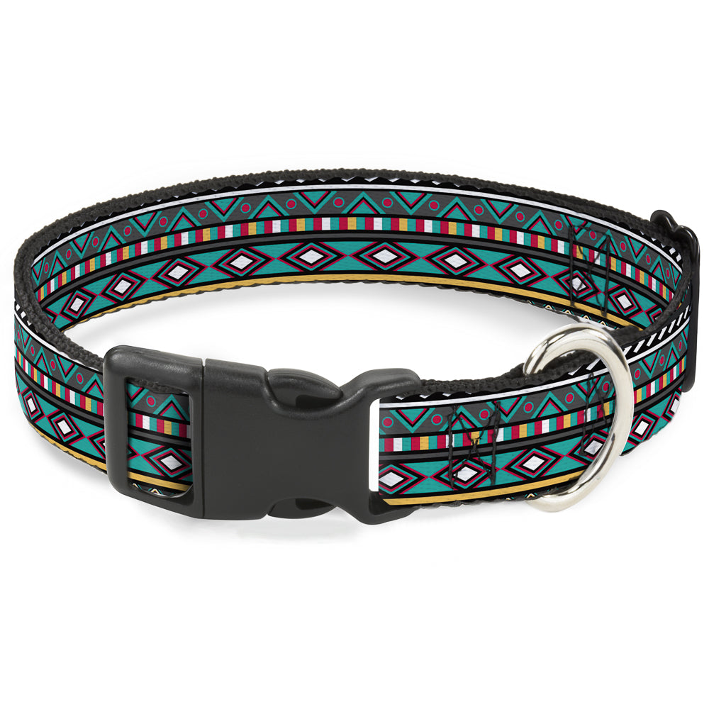 Plastic Clip Collar - Geometric5 Gray/Teal/White/Pink/Yellow Plastic Clip Collars Buckle-Down