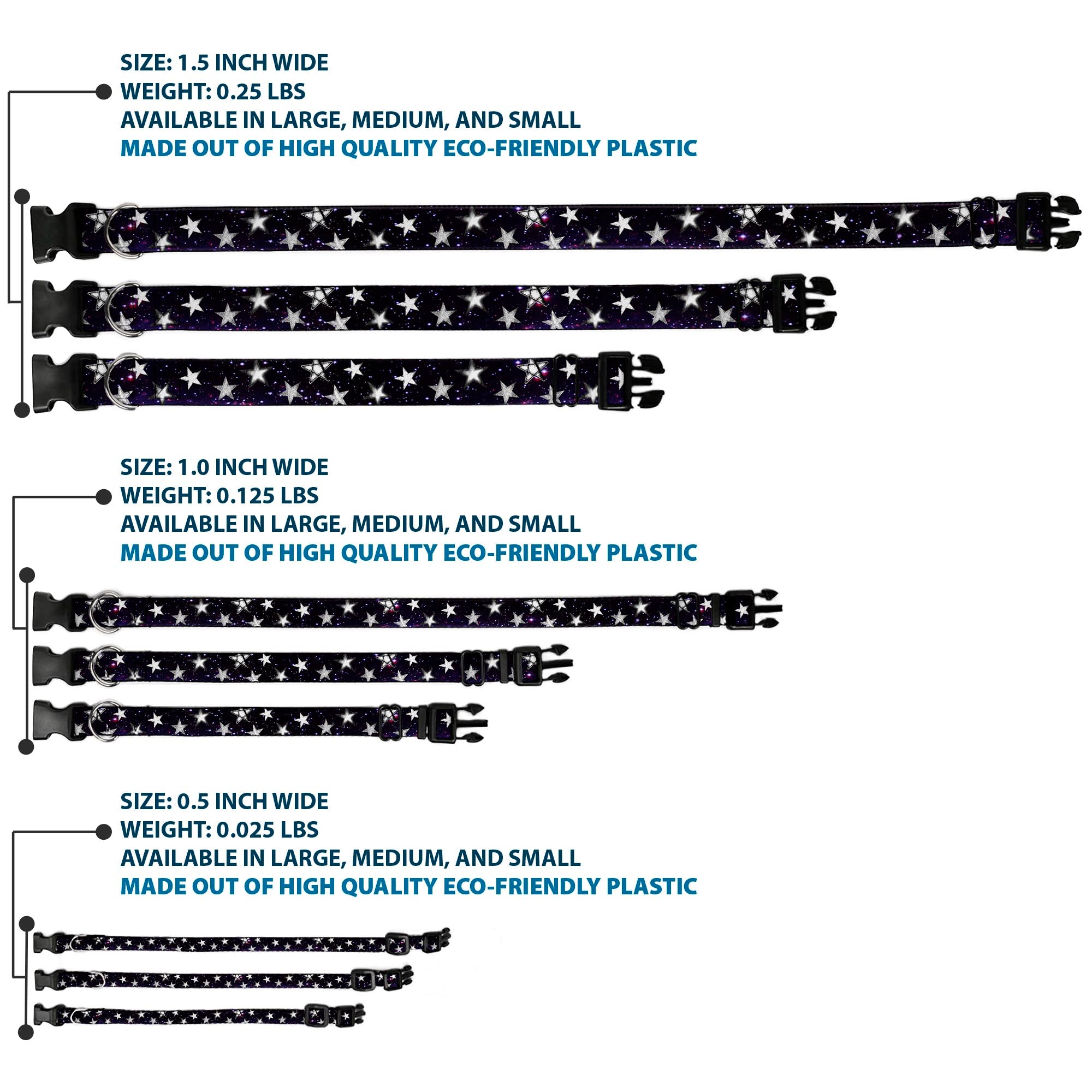 Plastic Clip Collar - Glowing Stars in Space Black/Purple/White Plastic Clip Collars Buckle-Down